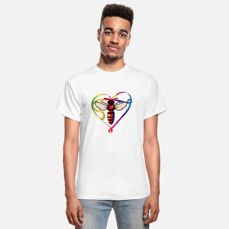 stylized bee in a colorful look and bee heart