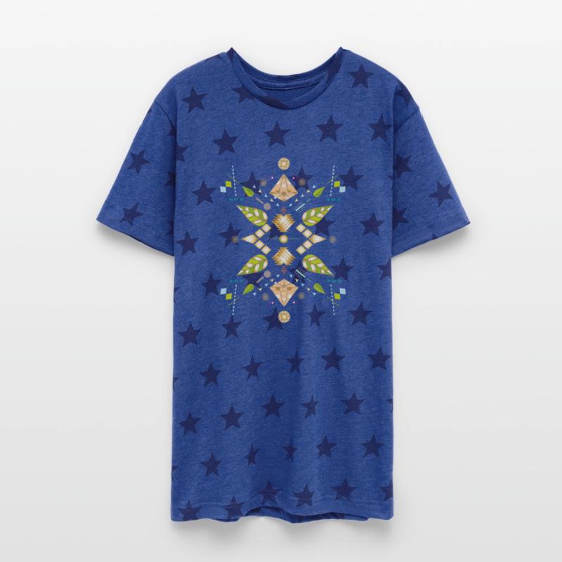 Symbol of leaves, gemstones, optics, and geometry