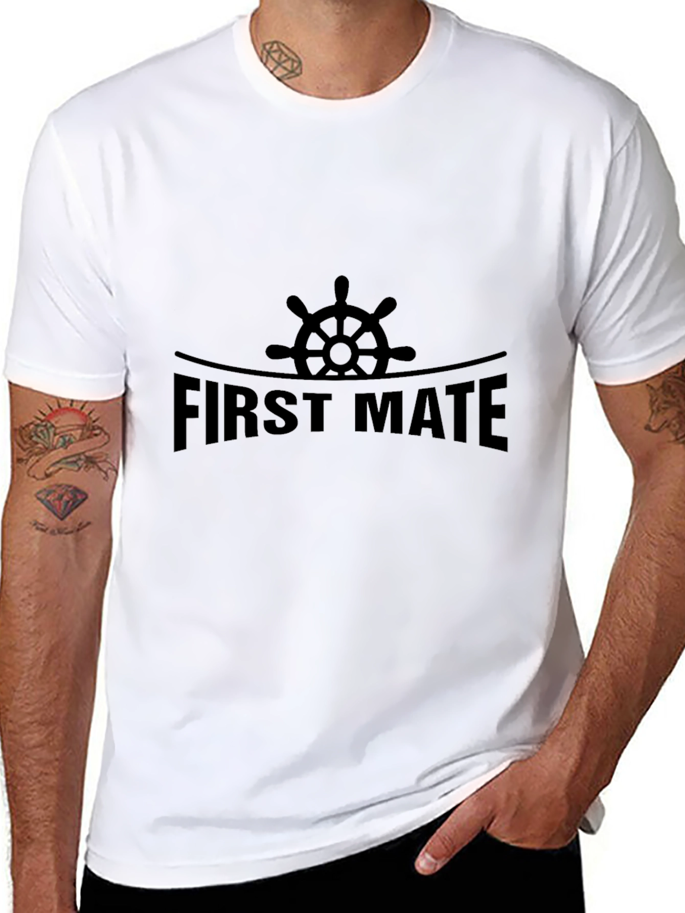 First Mate Black T-Shirt - Nautical Design