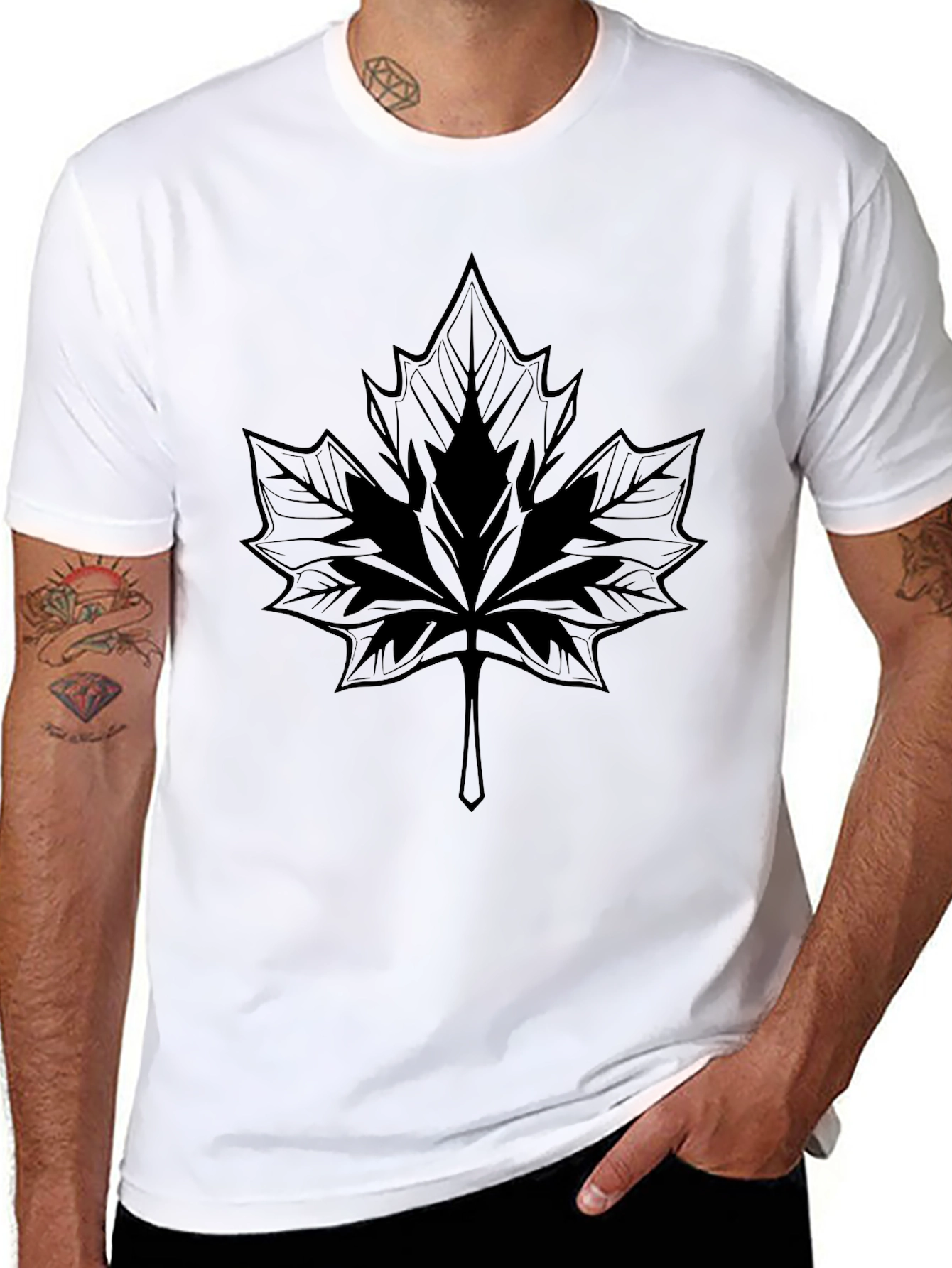 Black Maple Leaf Graphic T-Shirt