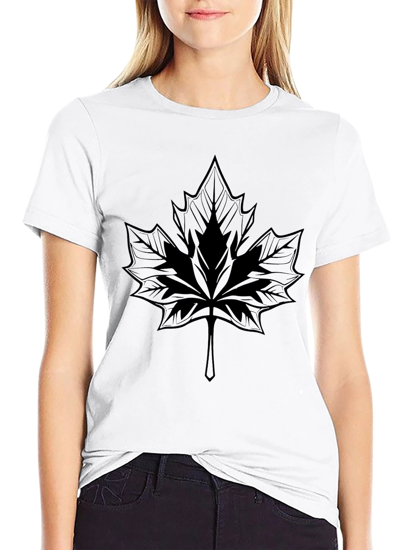 Black Maple Leaf Graphic T-Shirt