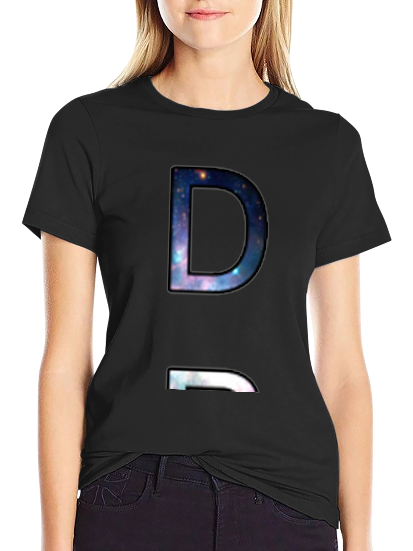 Cosmic D Graphic Tee - Soft Black Cotton Blend