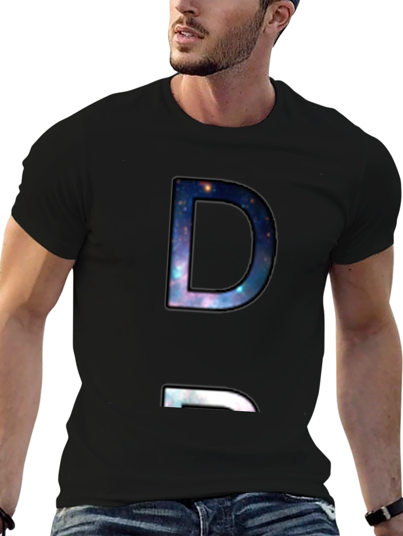 Cosmic D Graphic Tee - Soft Black Cotton Blend