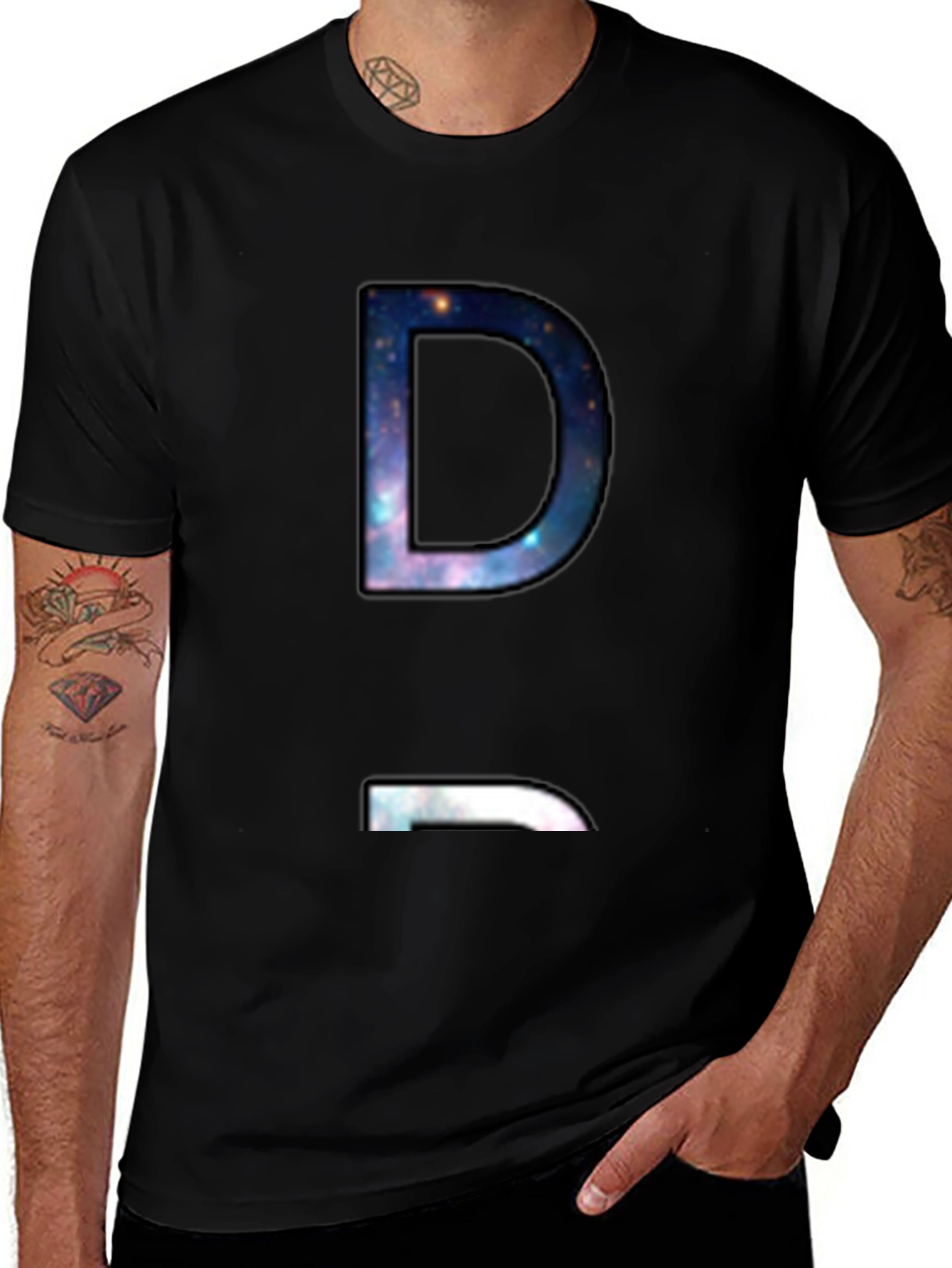 Cosmic D Graphic Tee - Soft Black Cotton Blend