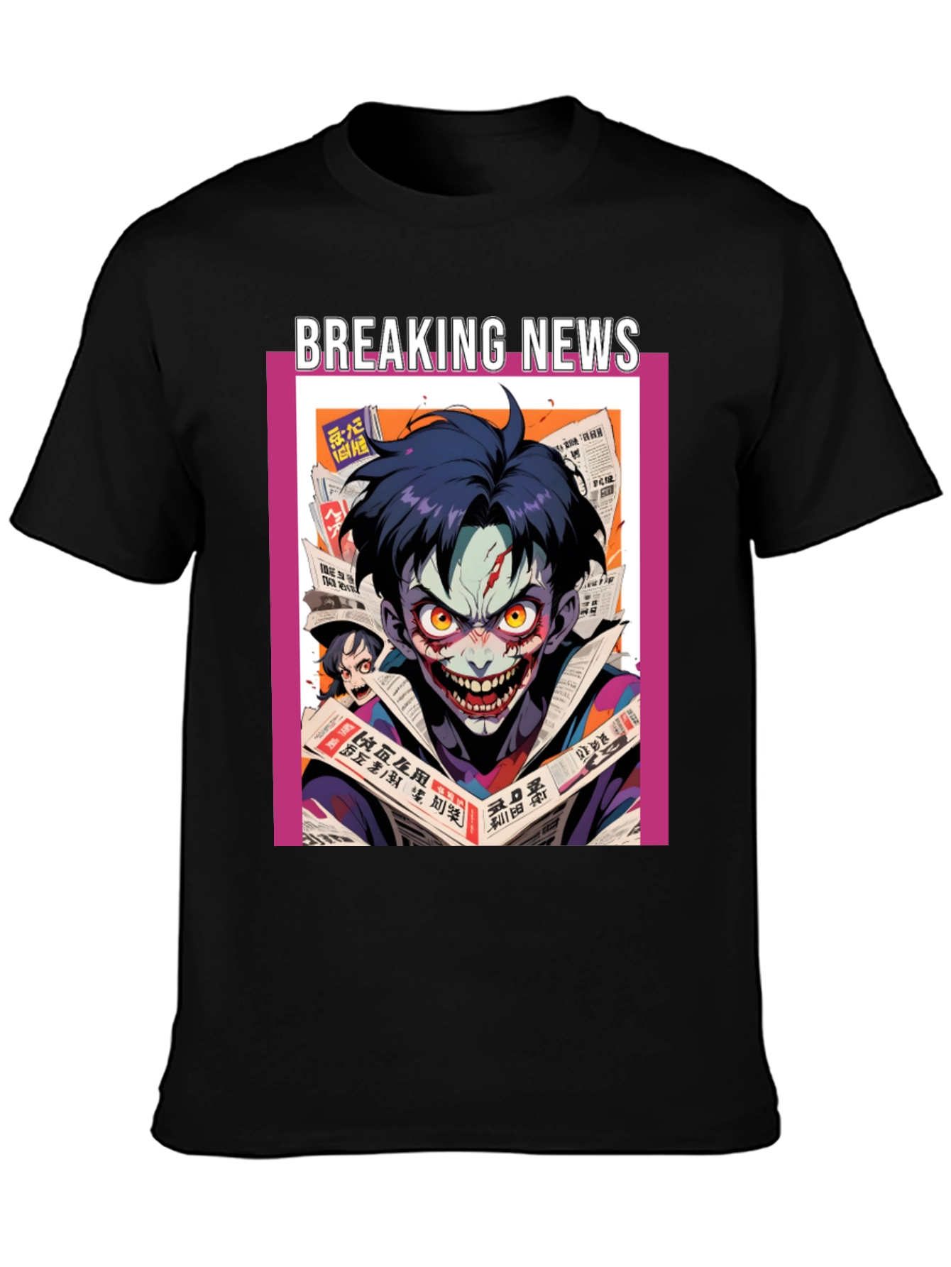 Breaking News Joker Graphic Tee - Black Cotton