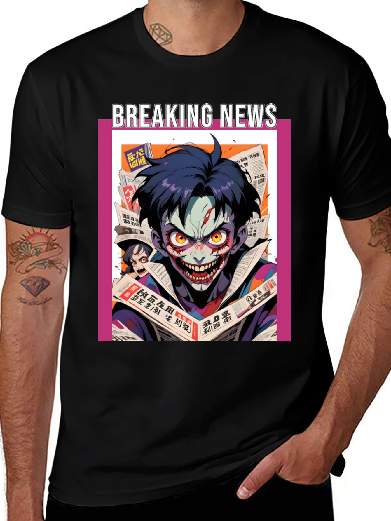 Breaking News Joker Graphic Tee - Black Cotton