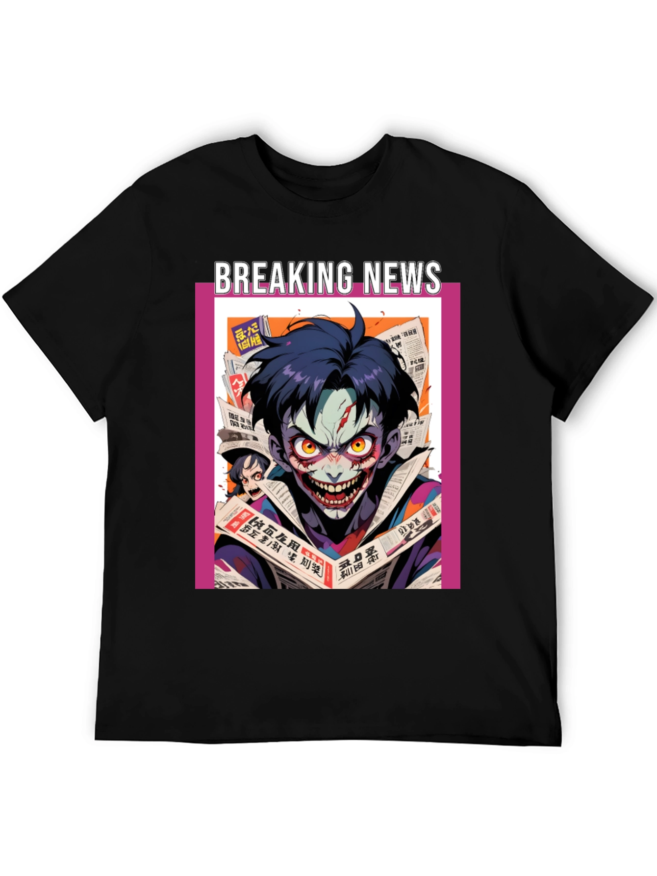 Breaking News Joker Graphic Tee - Black Cotton