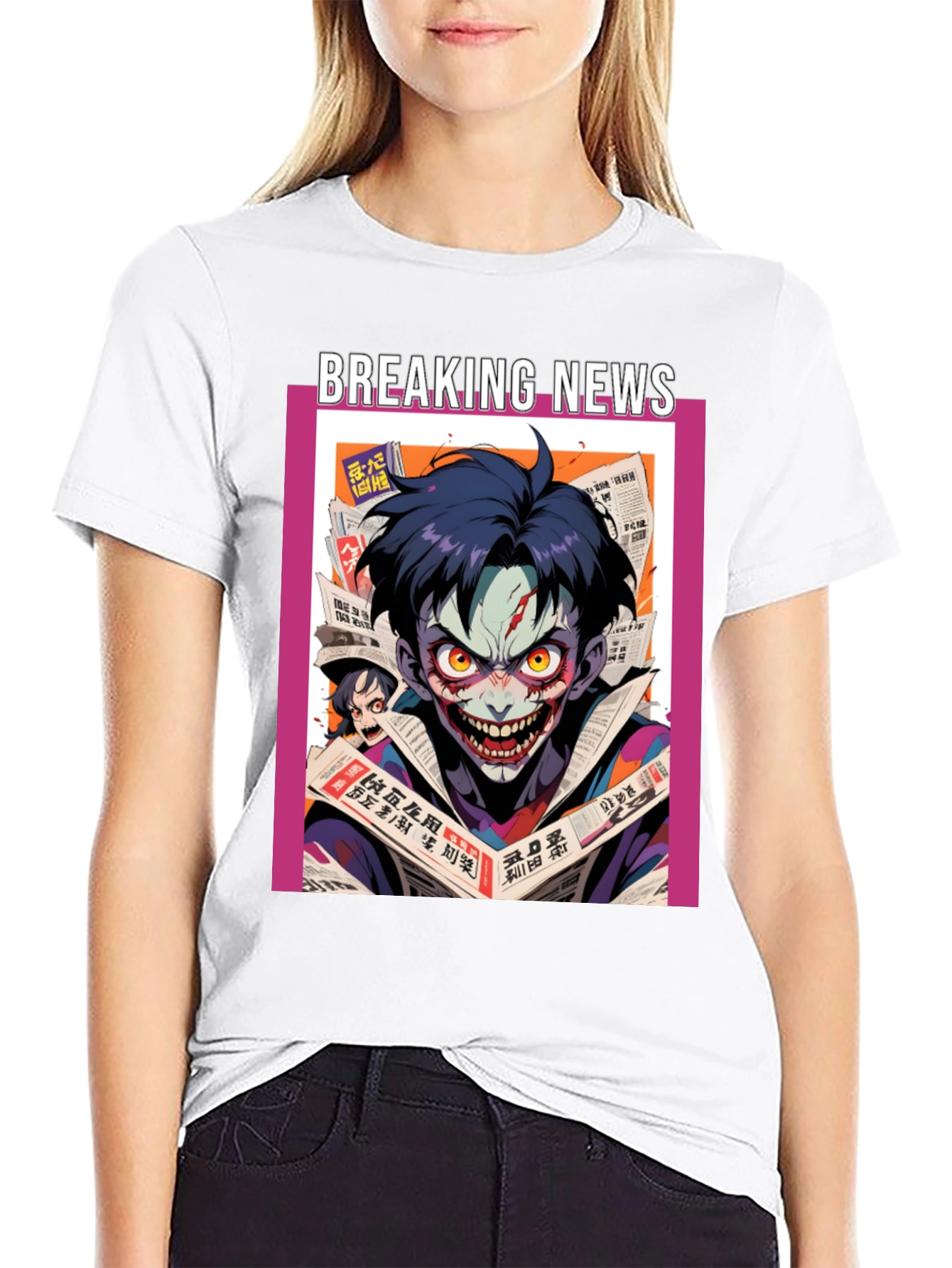 Breaking News Joker Graphic Tee - Black Cotton