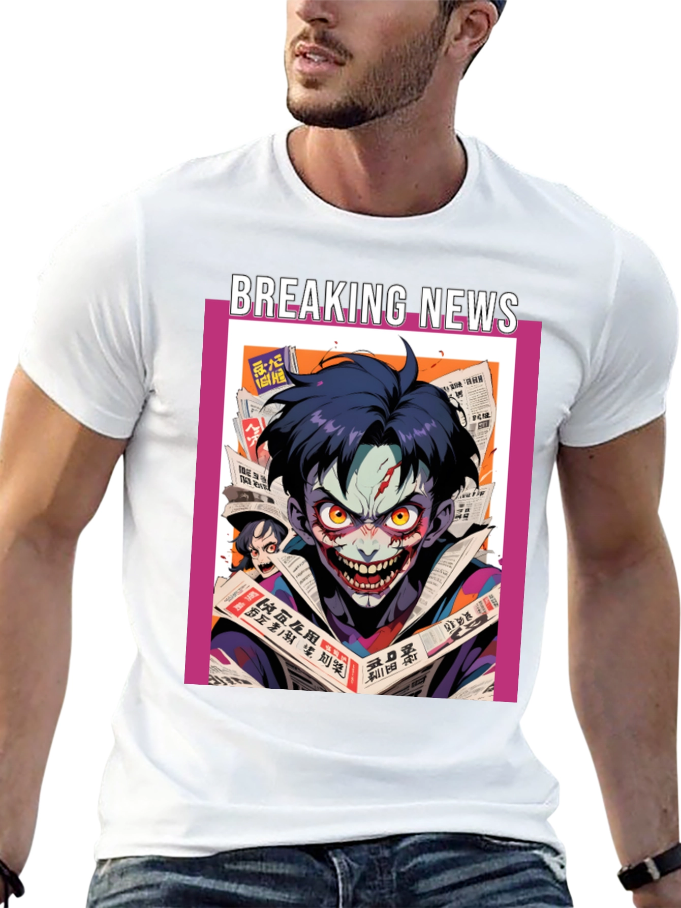 Breaking News Joker Graphic Tee - Black Cotton