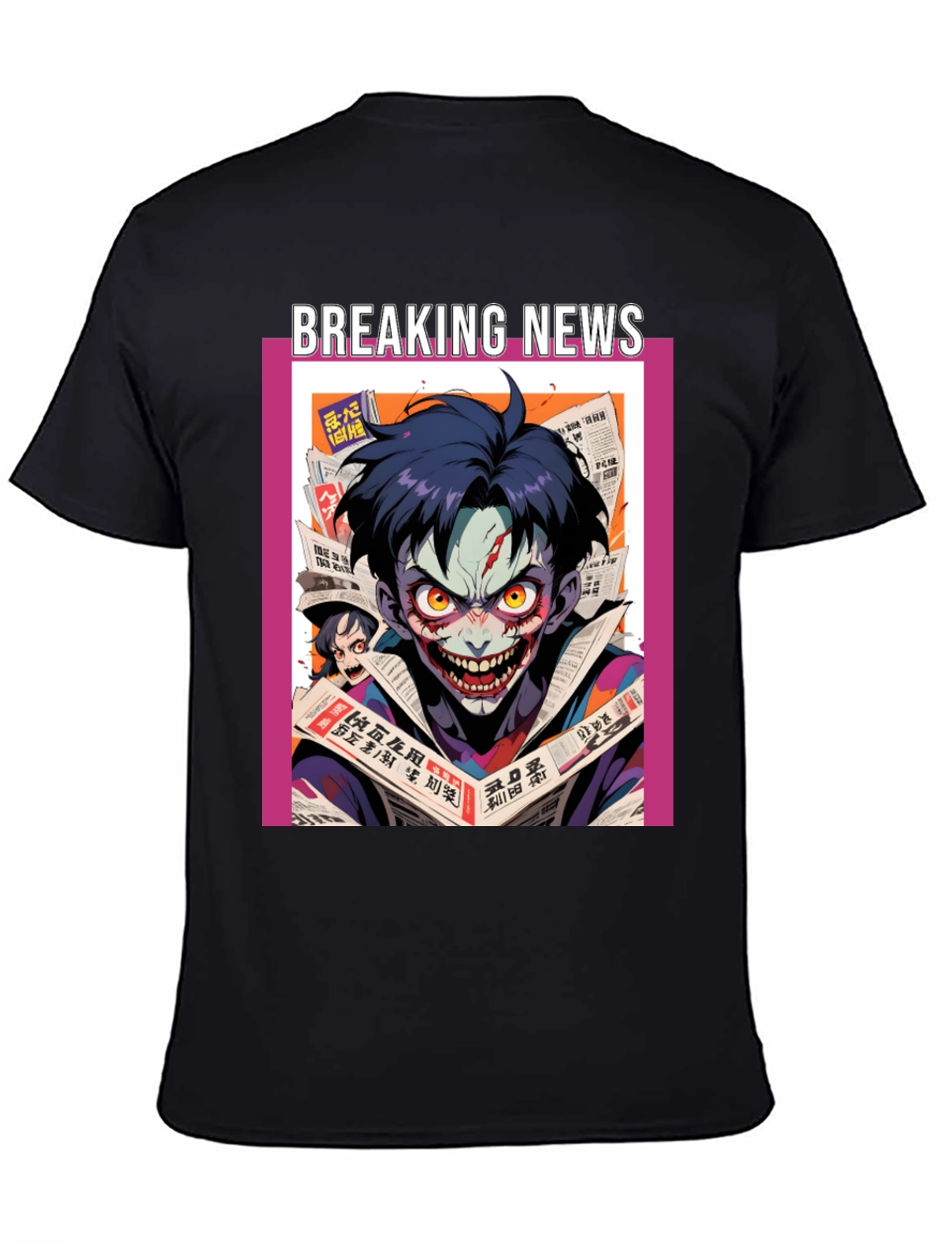 Breaking News Joker Graphic Tee - Black Cotton