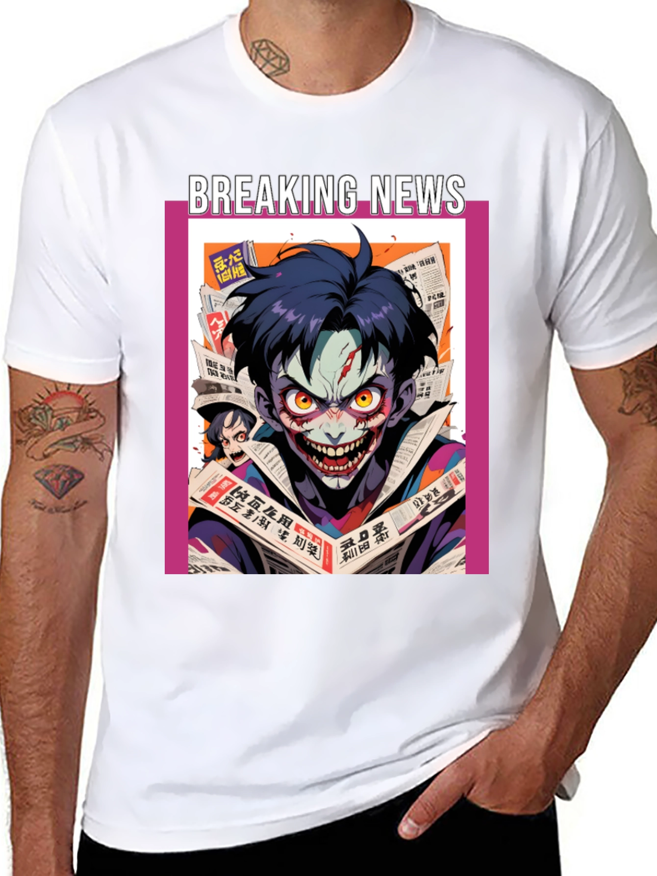 Breaking News Joker Graphic Tee - Black Cotton