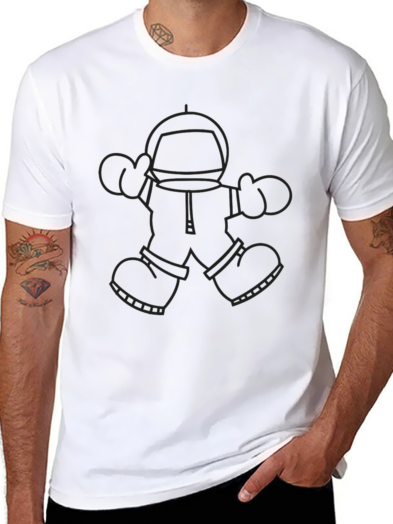 Astronaut Graphic Tee - Black Casual T-Shirt