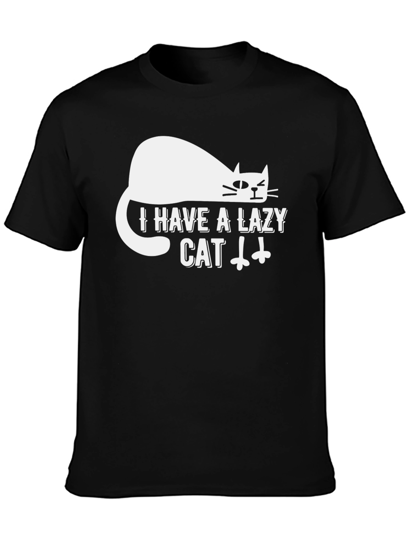 Lazy Cat Graphic Tee - Mens Black T-Shirt