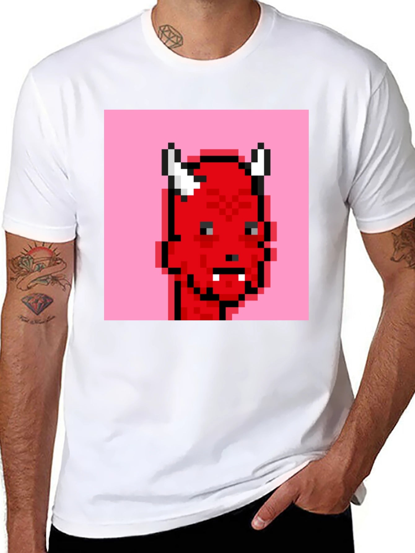 Pixelated Devil Graphic Tee - Black T-Shirt