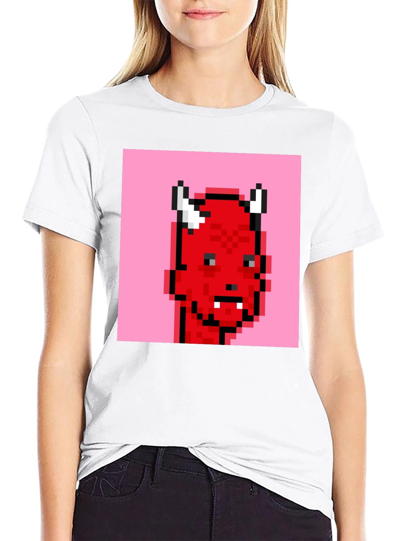 Pixelated Devil Graphic Tee - Black T-Shirt