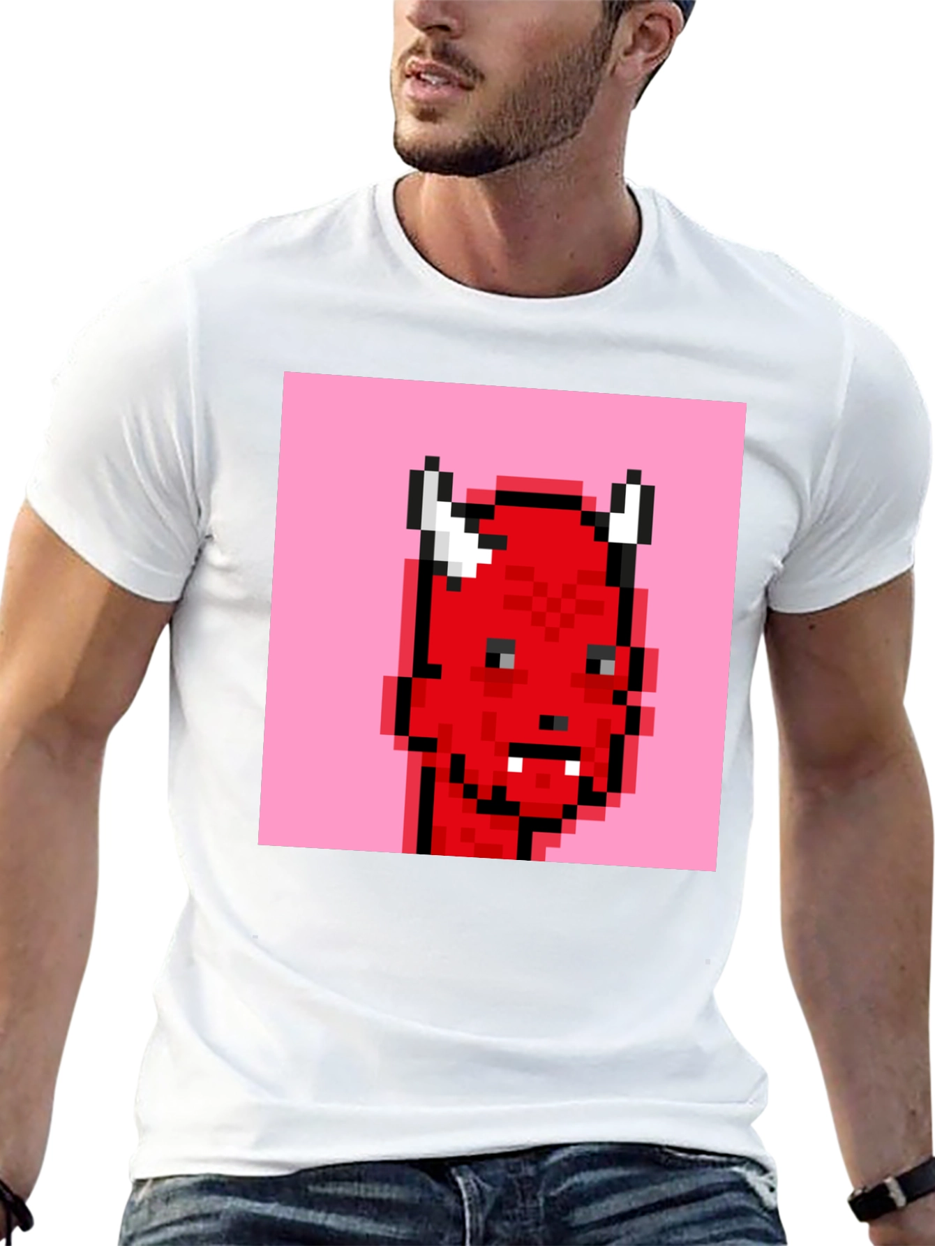 Pixelated Devil Graphic Tee - Black T-Shirt