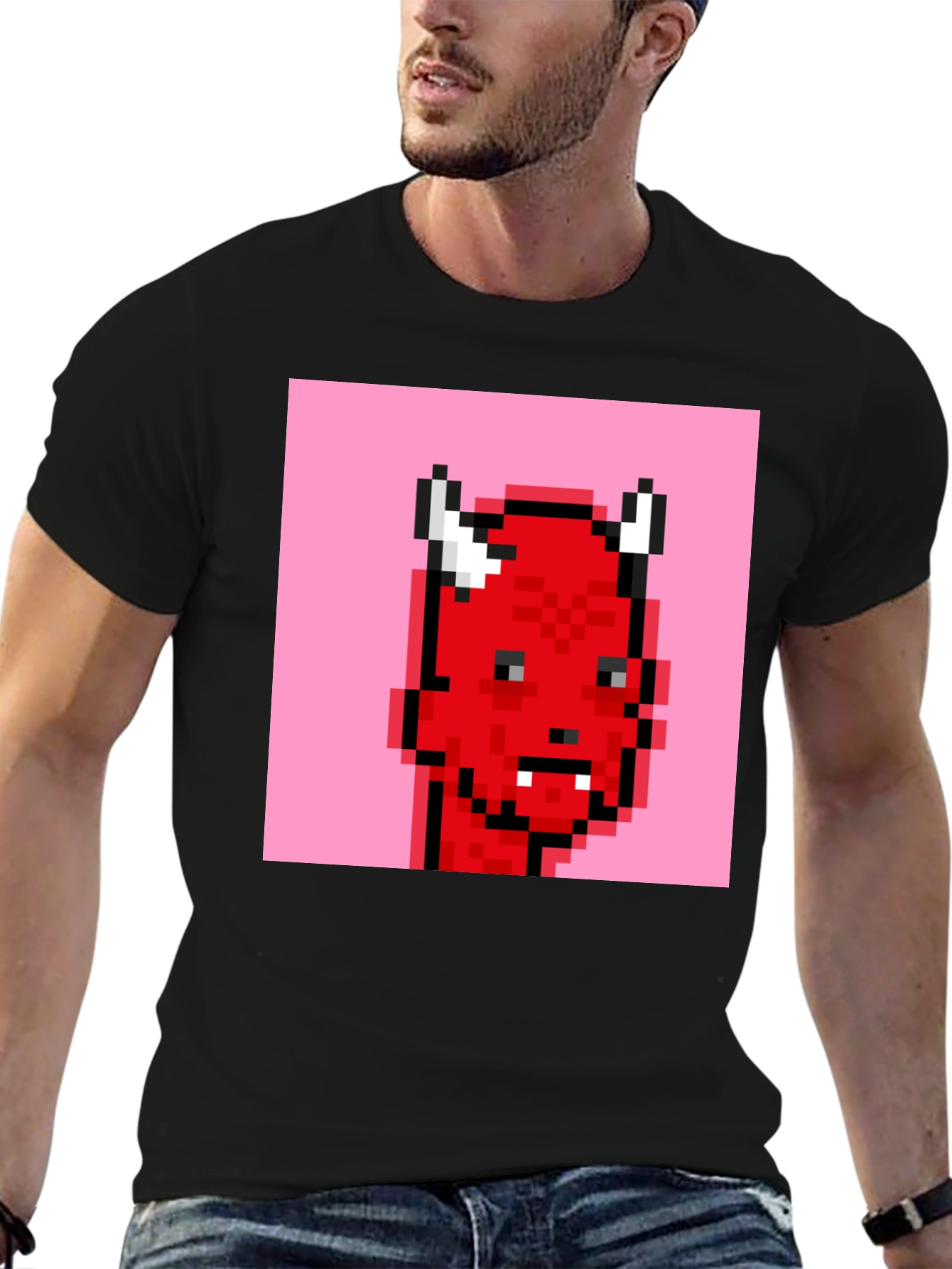Pixelated Devil Graphic Tee - Black T-Shirt