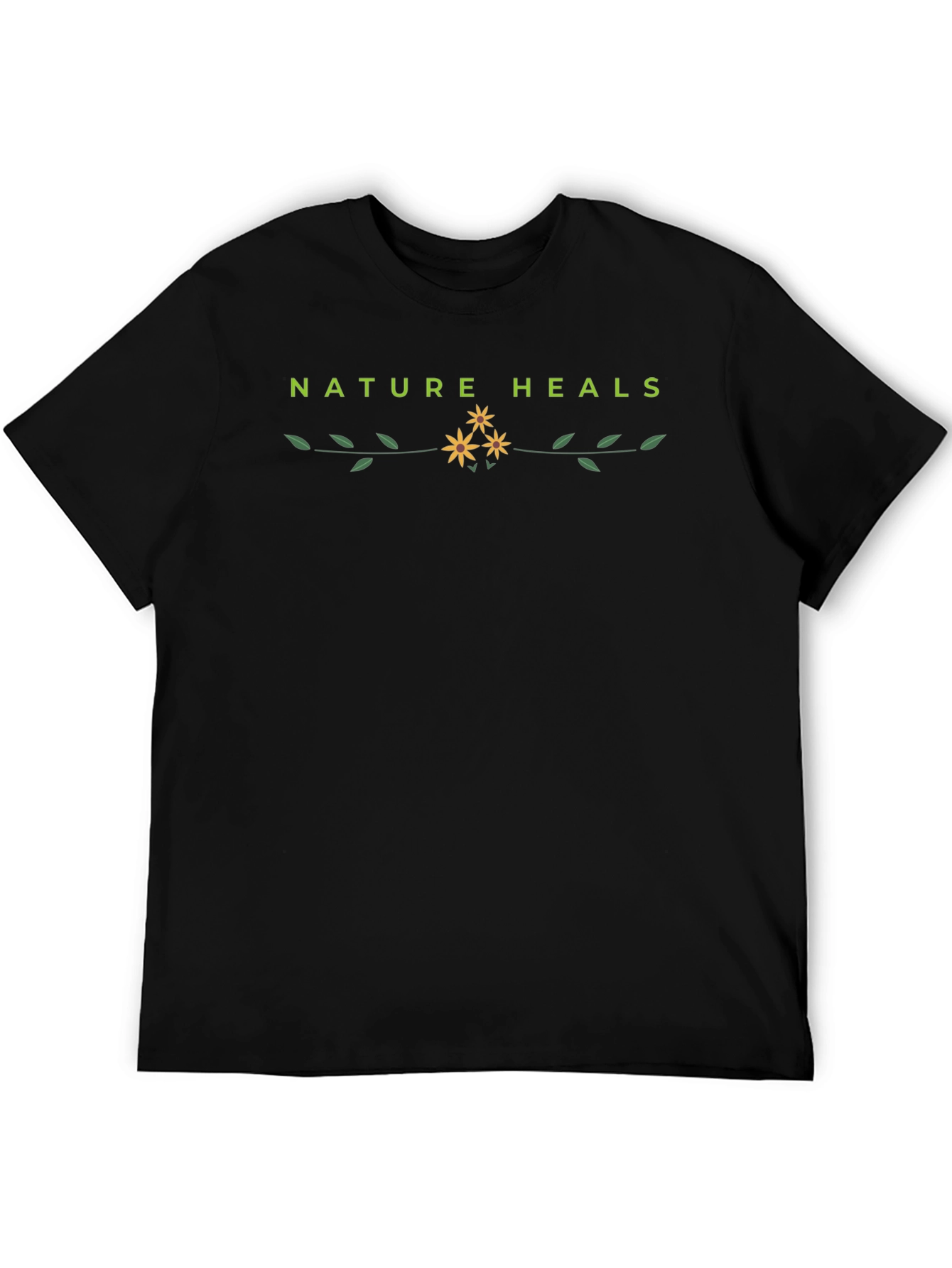 Nature Heals Graphic Tee - Black Cotton T-Shirt