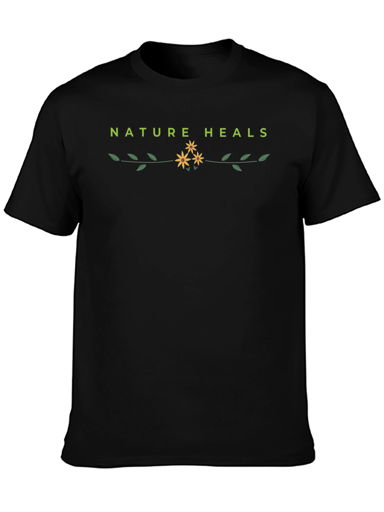 Nature Heals Graphic Tee - Black Cotton T-Shirt