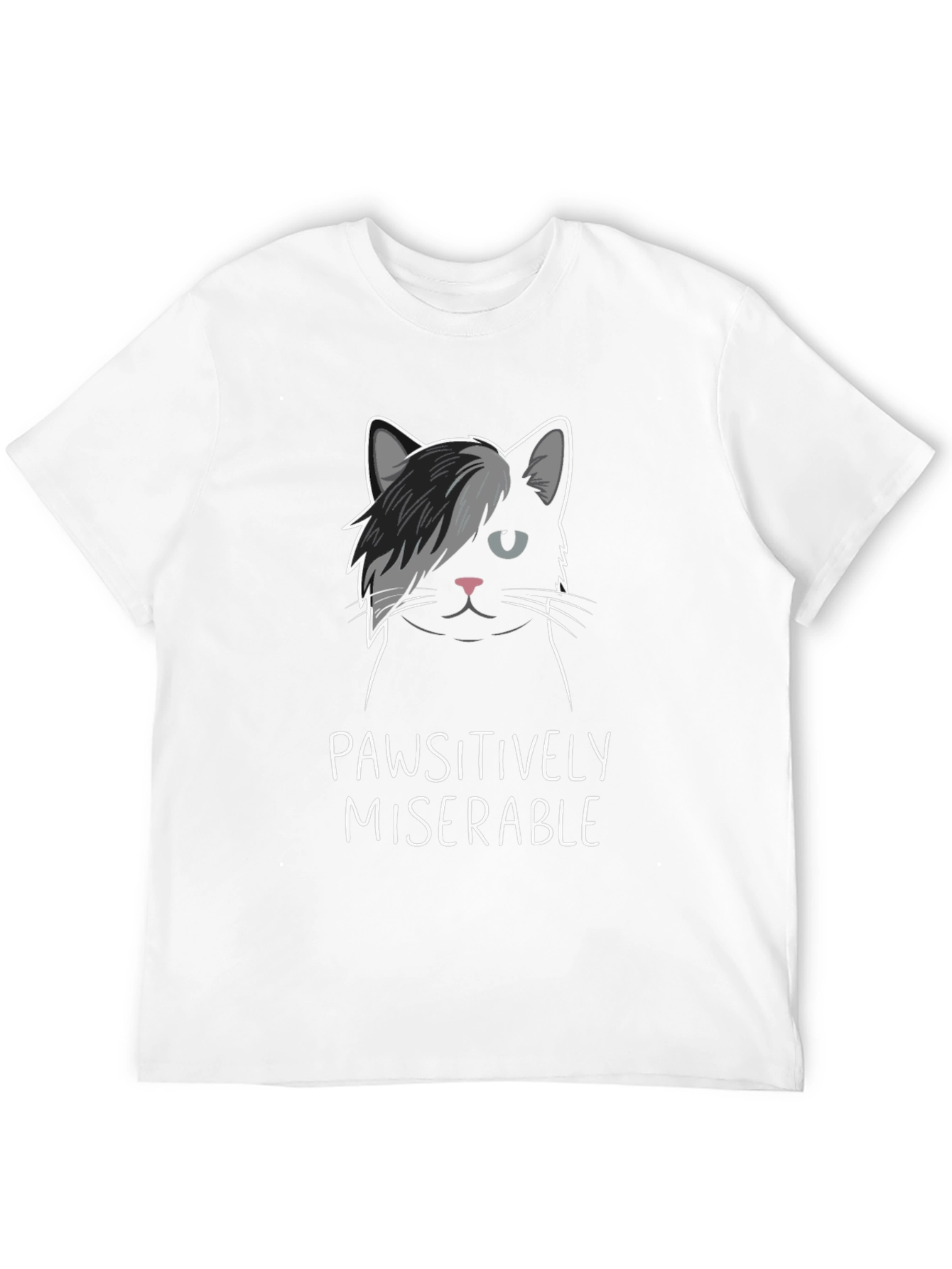 Pawsitively Miserable Cat Graphic T-Shirt