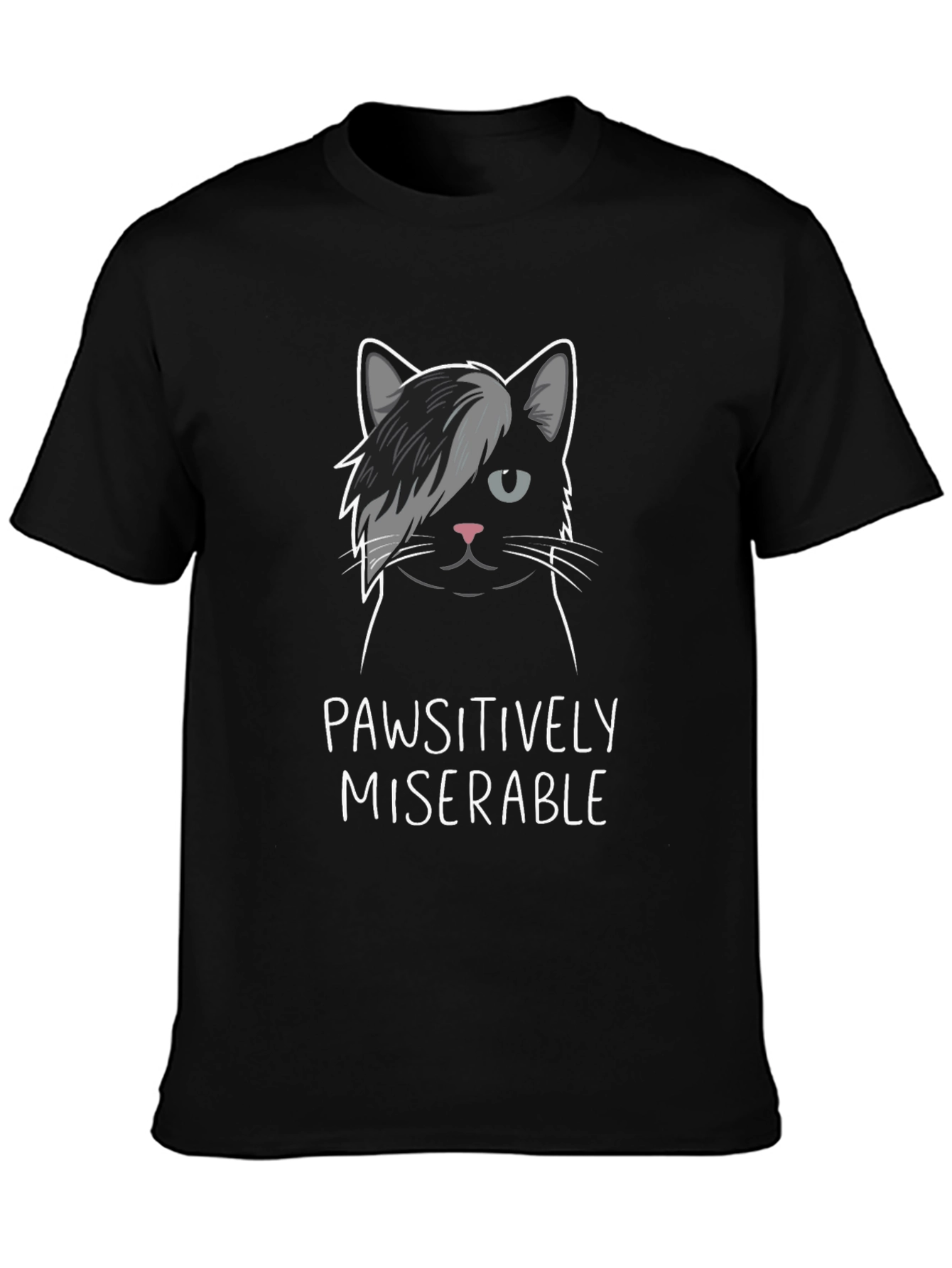 Pawsitively Miserable Cat Graphic T-Shirt