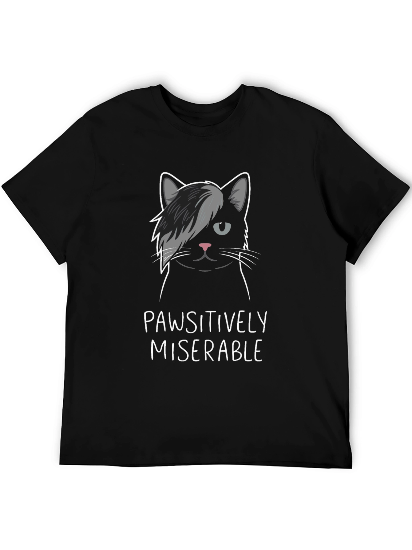Pawsitively Miserable Cat Graphic T-Shirt