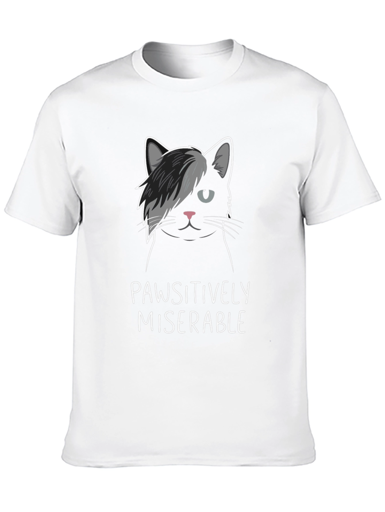 Pawsitively Miserable Cat Graphic T-Shirt
