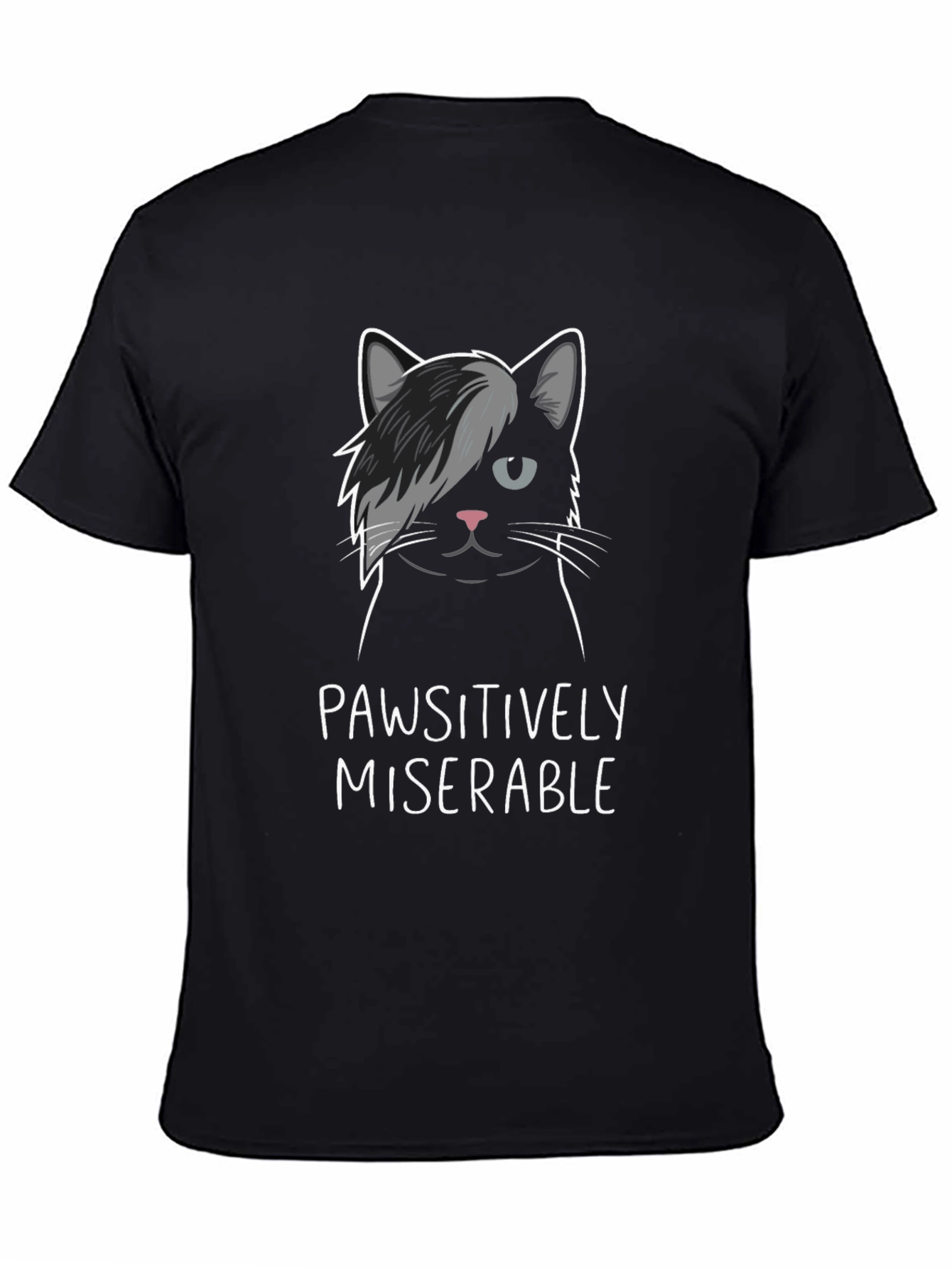 Pawsitively Miserable Cat Graphic T-Shirt