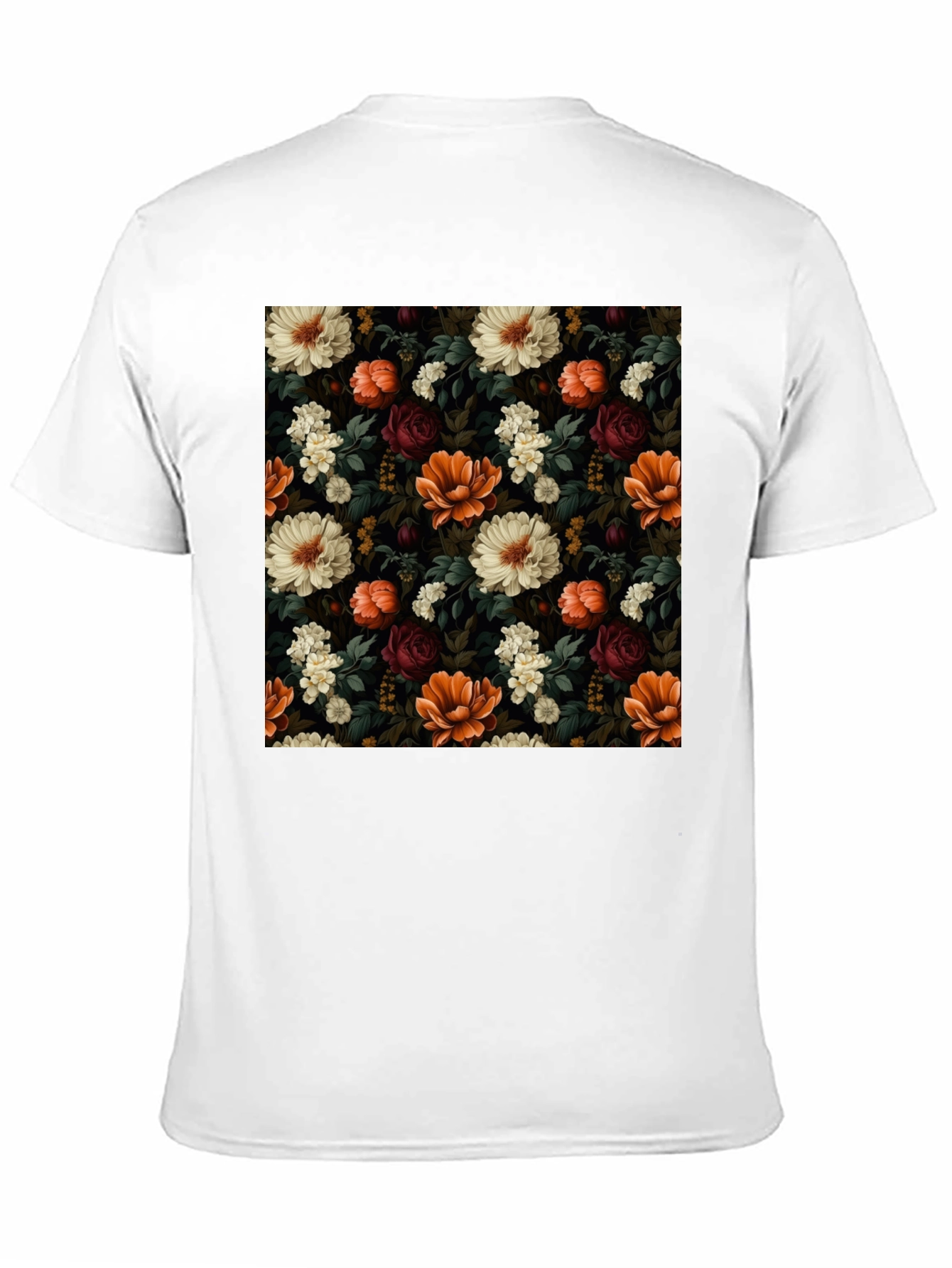 Floral Print Mens Black T-Shirt