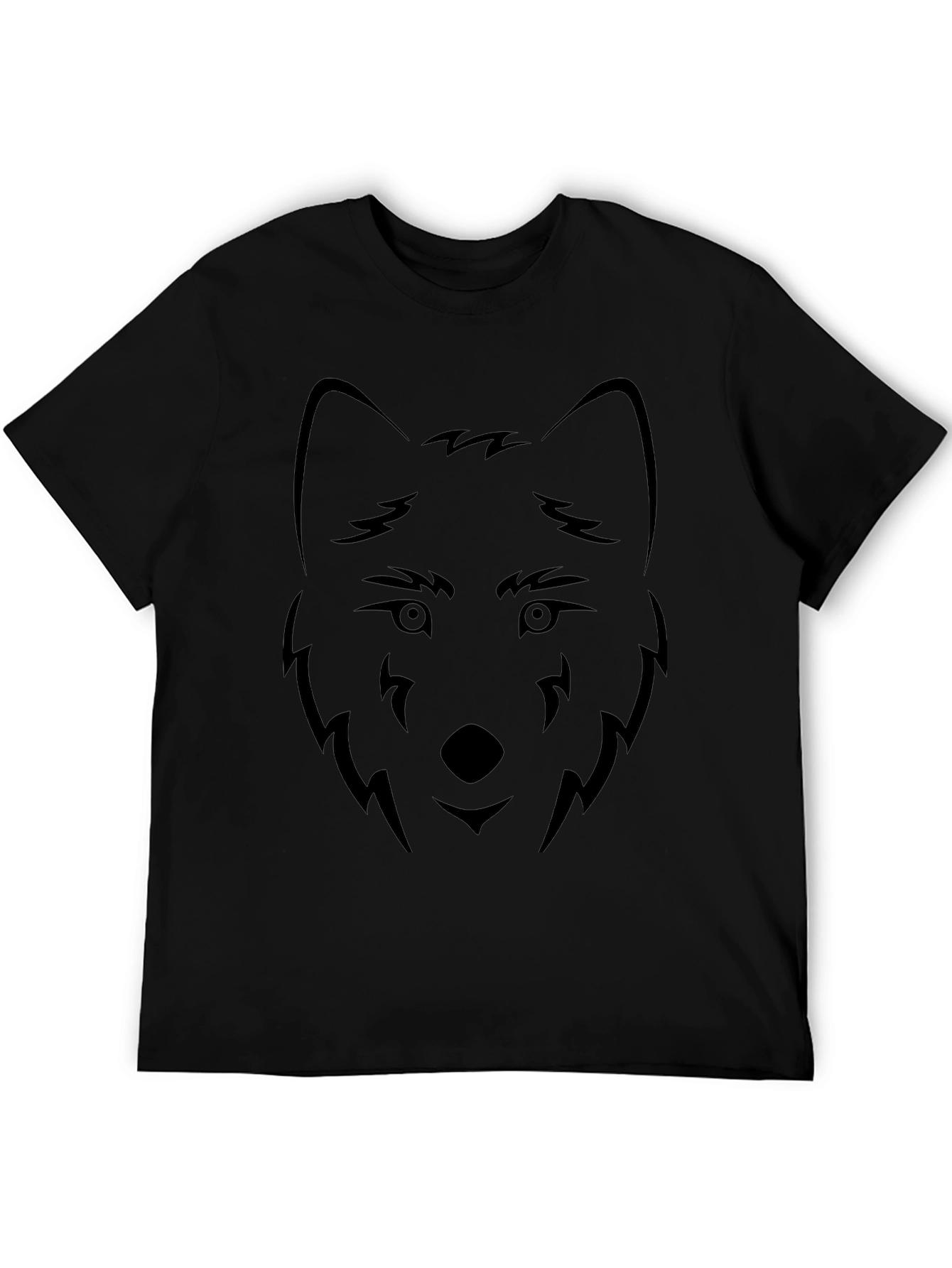 Black Wolf Graphic Tee - Minimalist Design