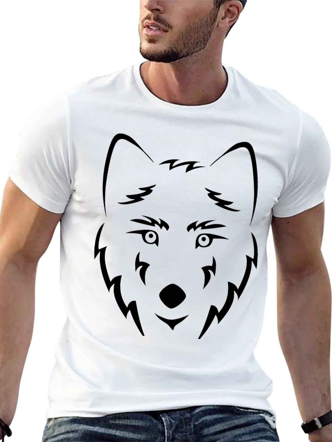 Black Wolf Graphic Tee - Minimalist Design