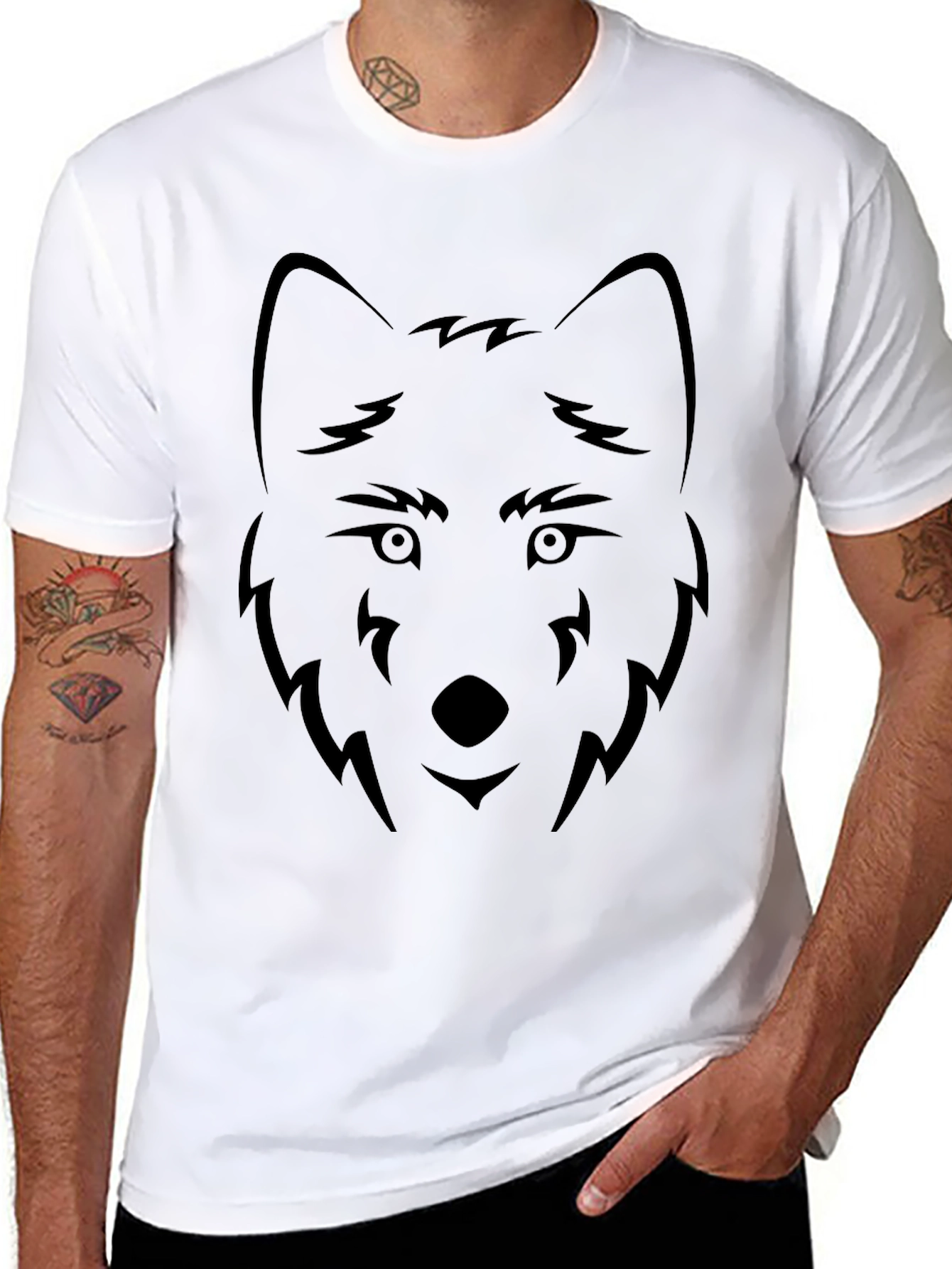 Black Wolf Graphic Tee - Minimalist Design