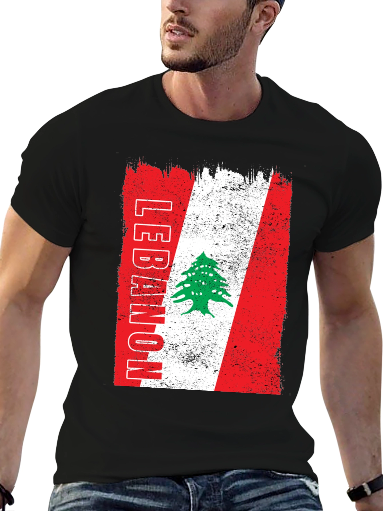 Lebanon Flag T-Shirt - Distressed Design