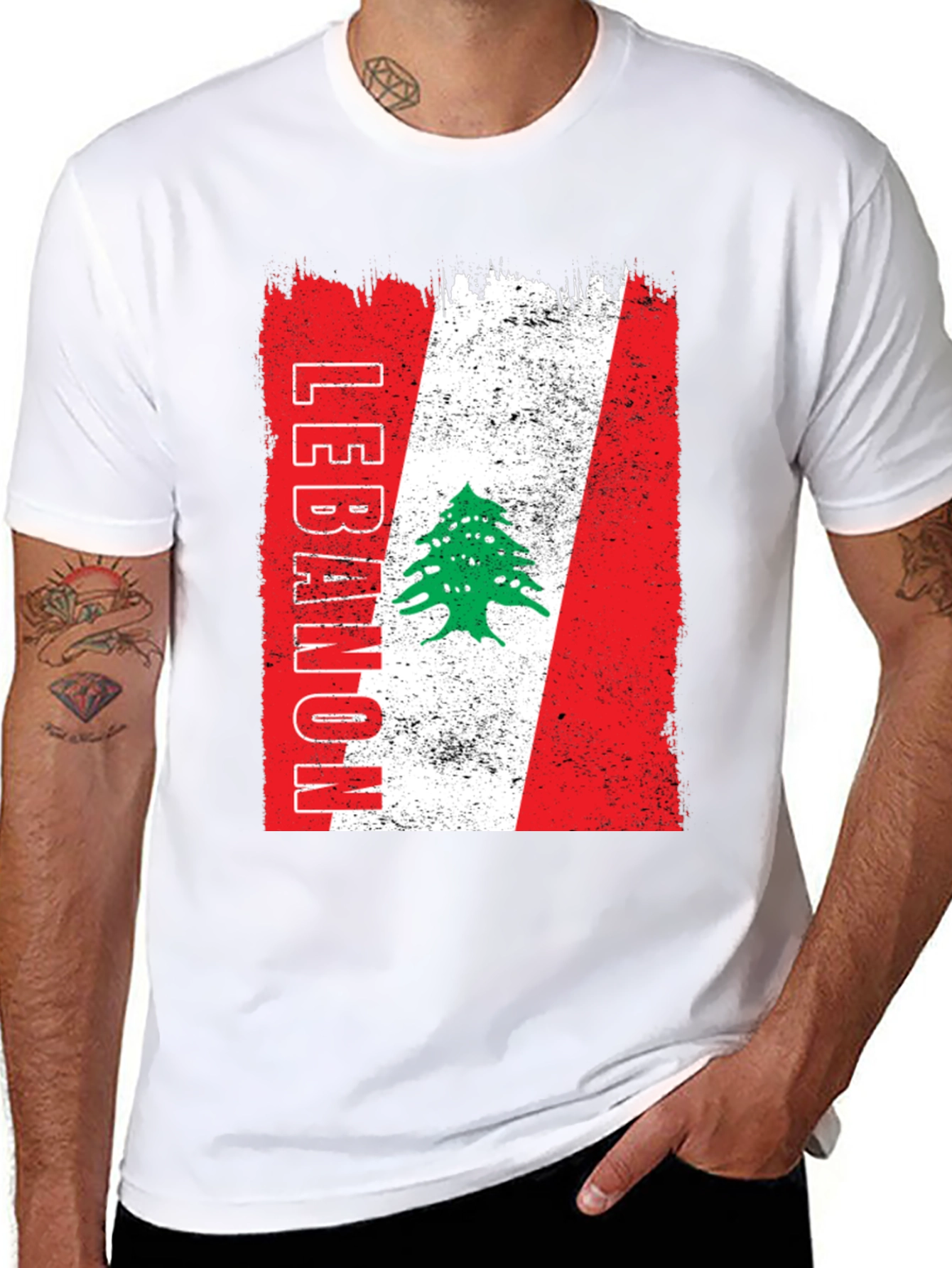 Lebanon Flag T-Shirt - Distressed Design
