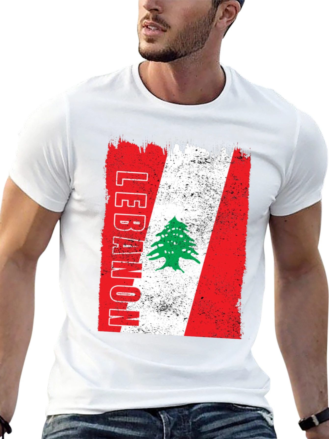 Lebanon Flag T-Shirt - Distressed Design
