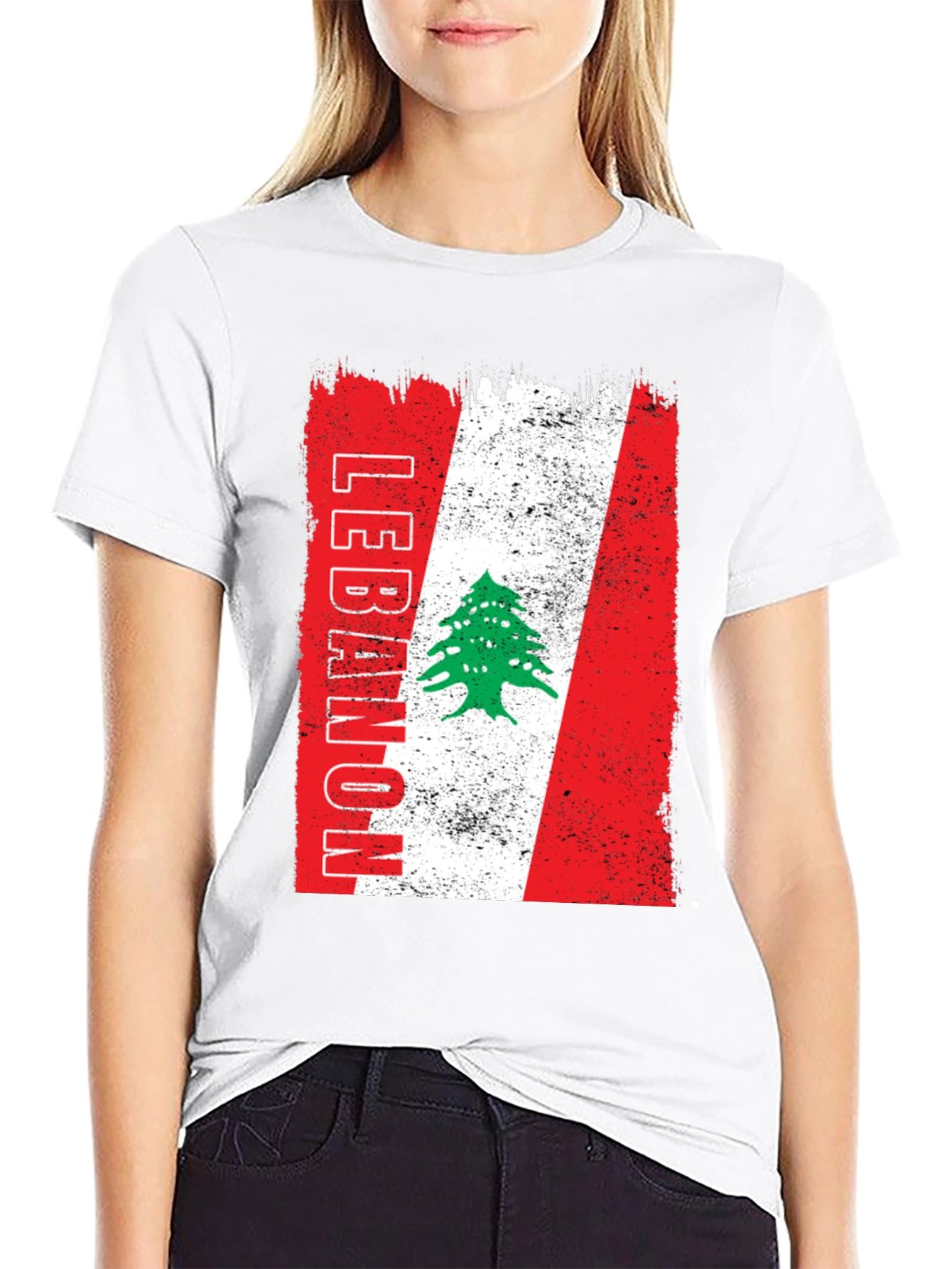 Lebanon Flag T-Shirt - Distressed Design