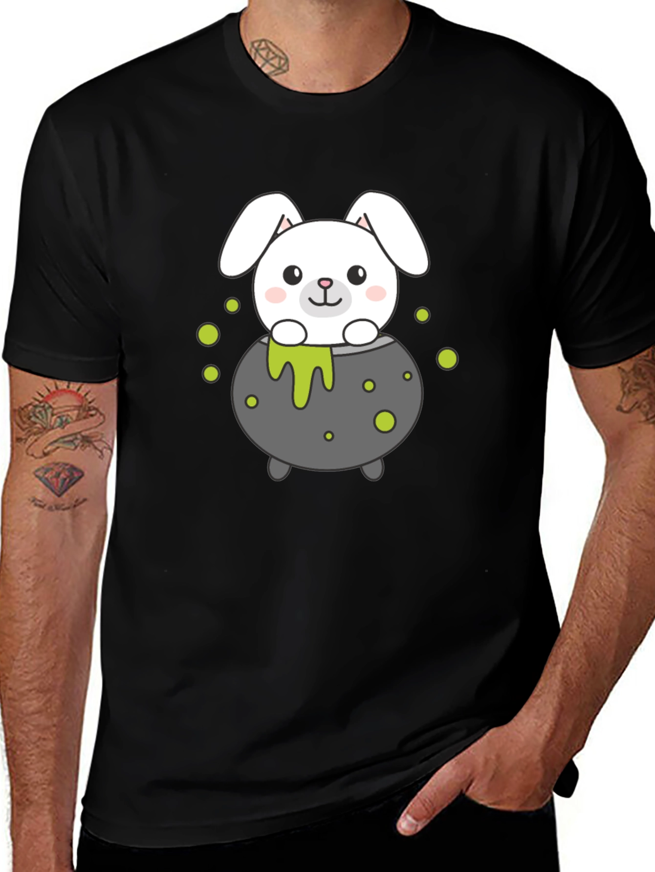 Halloween Bunny Cauldron Graphic T-Shirt