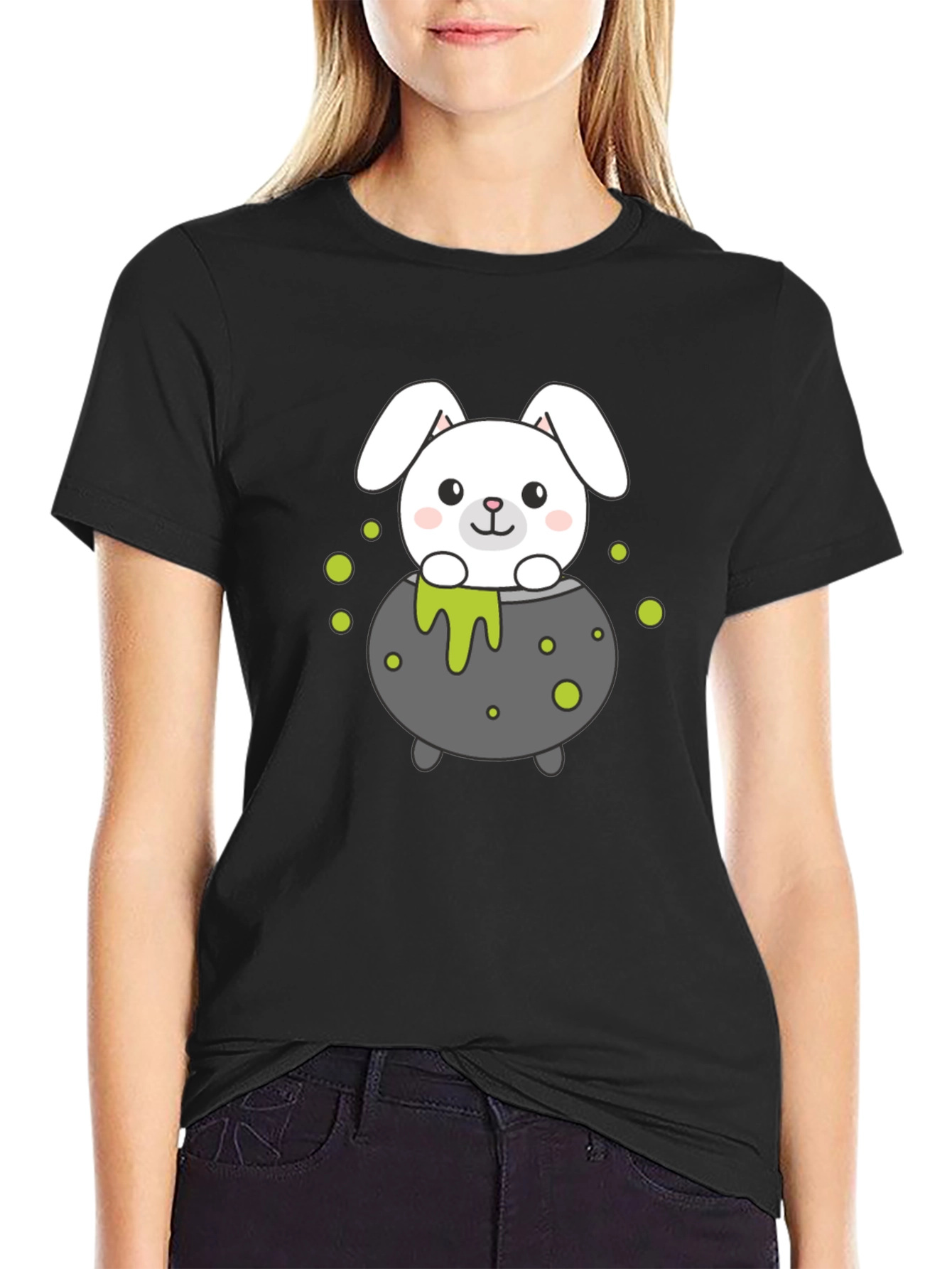 Halloween Bunny Cauldron Graphic T-Shirt