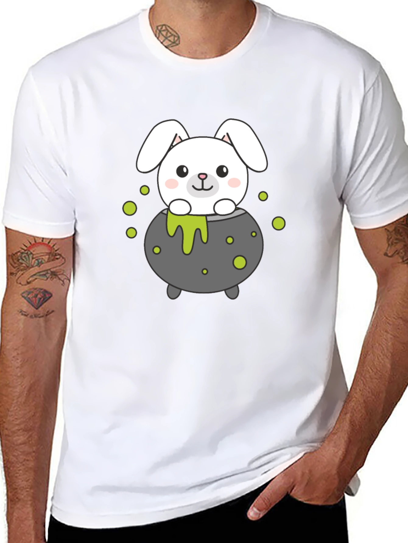 Halloween Bunny Cauldron Graphic T-Shirt