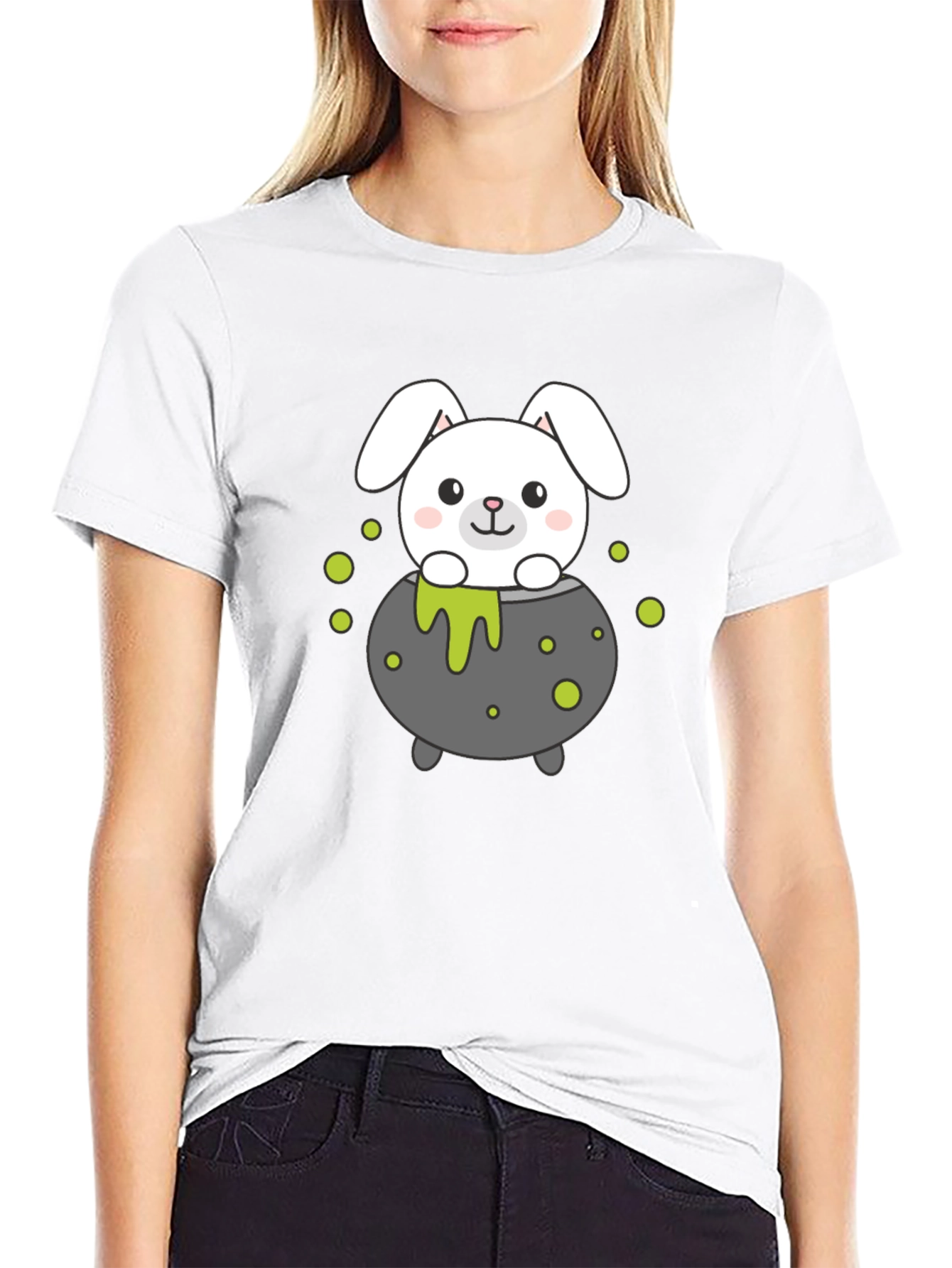 Halloween Bunny Cauldron Graphic T-Shirt