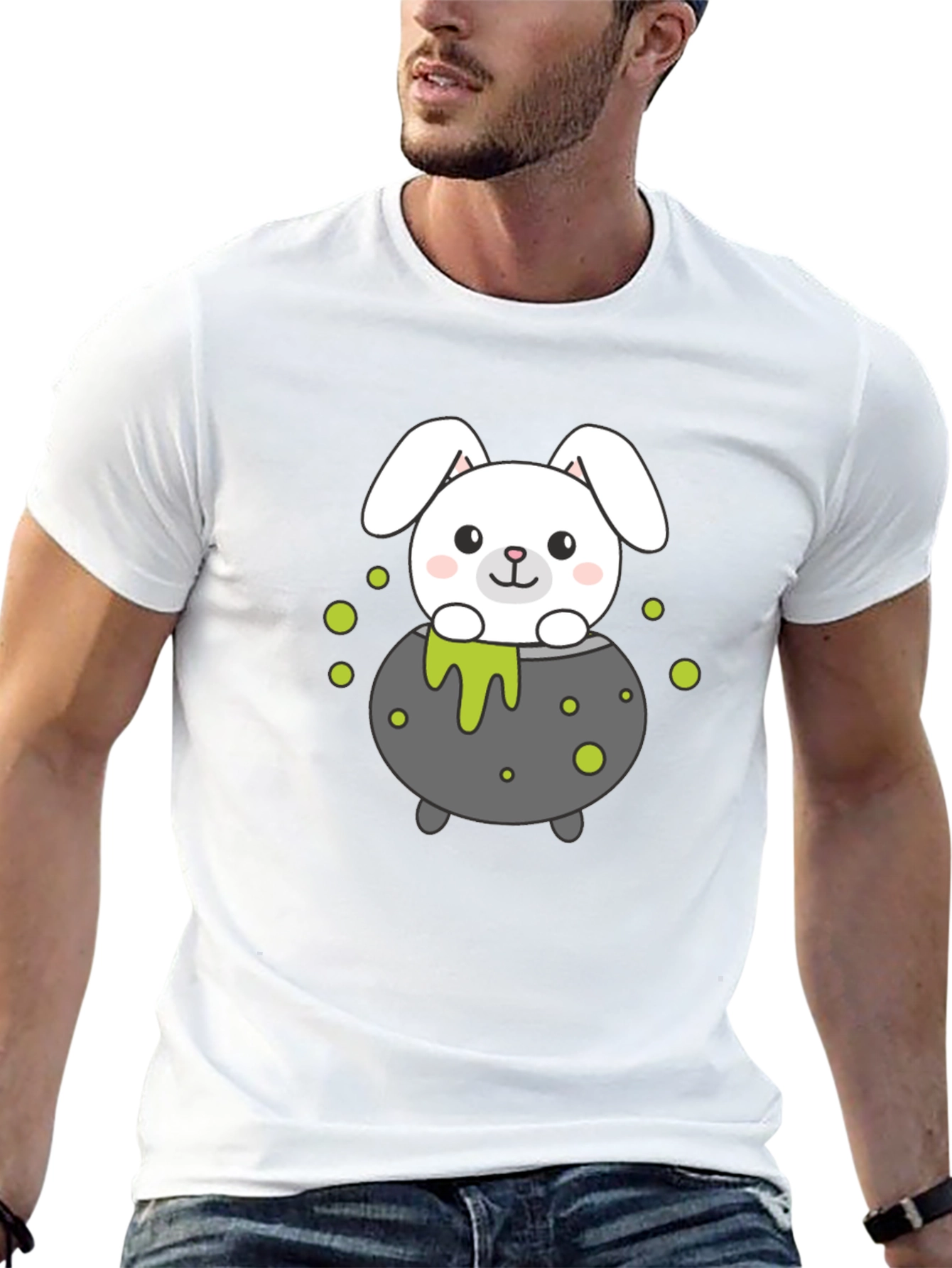 Halloween Bunny Cauldron Graphic T-Shirt