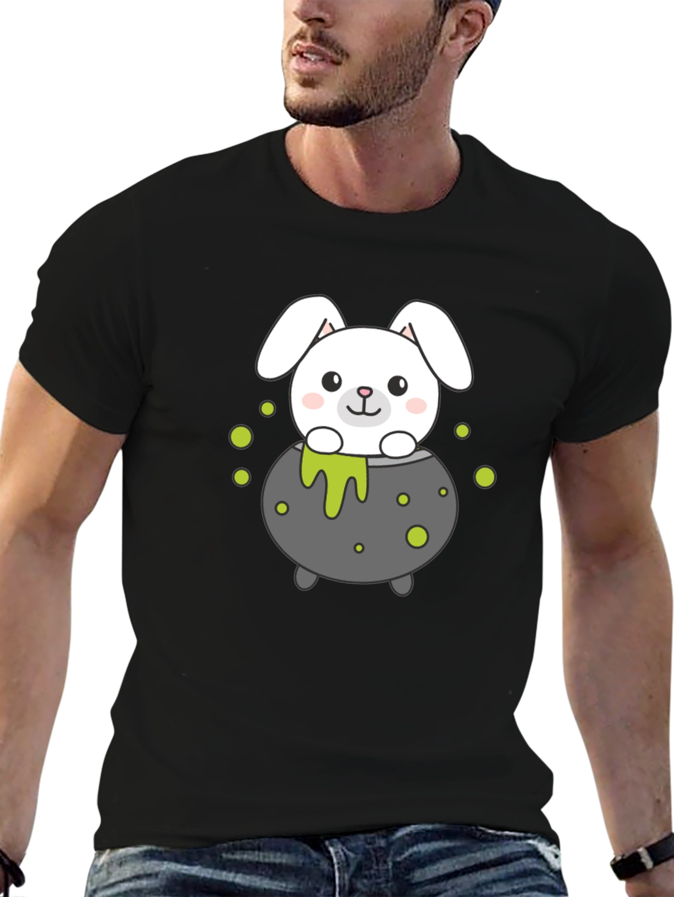 Halloween Bunny Cauldron Graphic T-Shirt