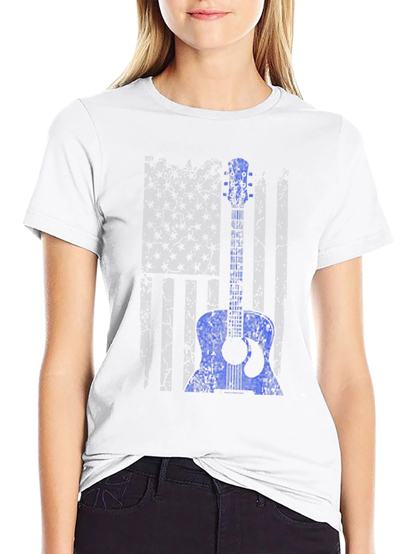 Distressed American Flag Guitar T-Shirt