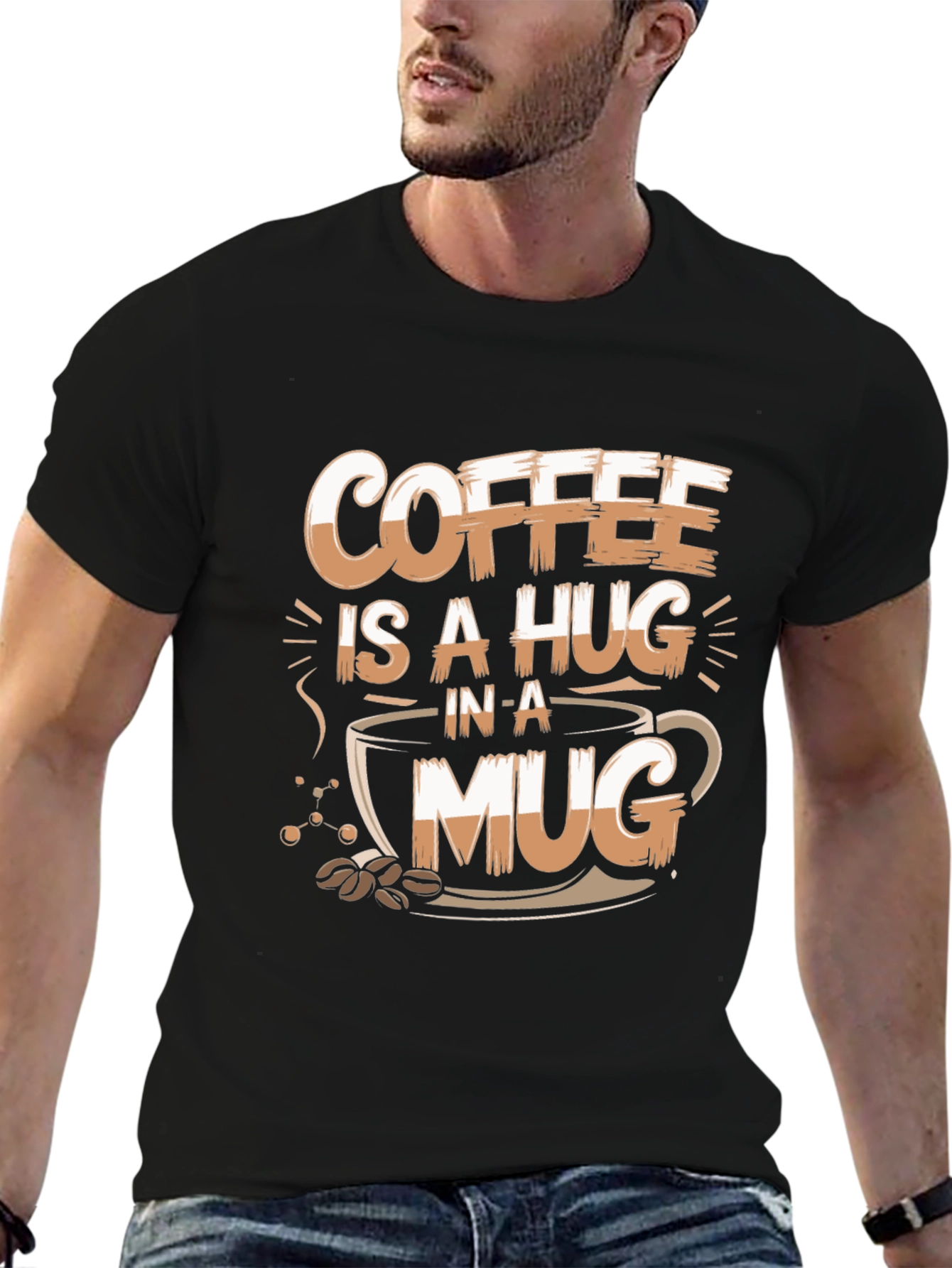 Coffee Hug T-Shirt - Black Graphic Tee
