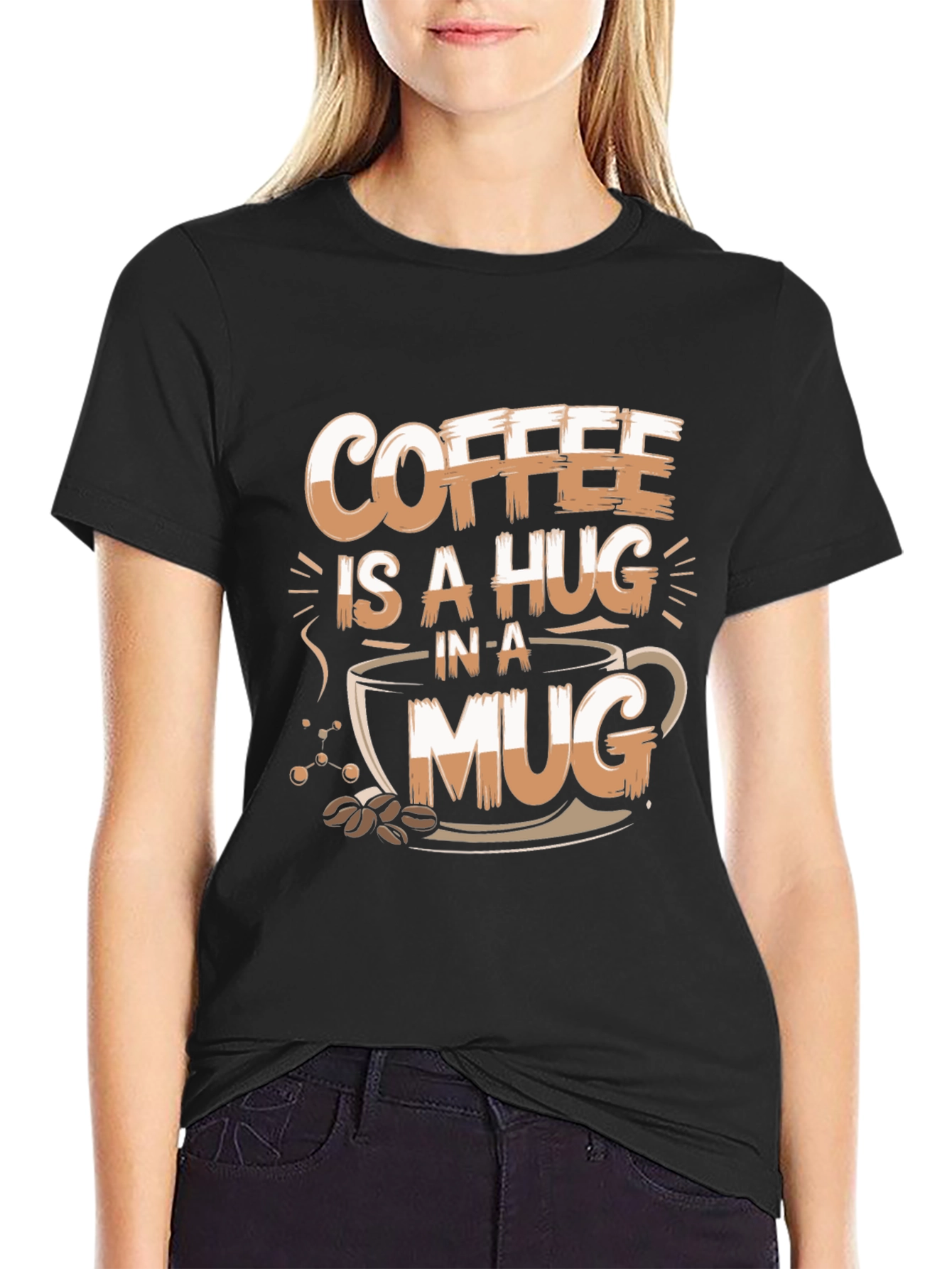 Coffee Hug T-Shirt - Black Graphic Tee