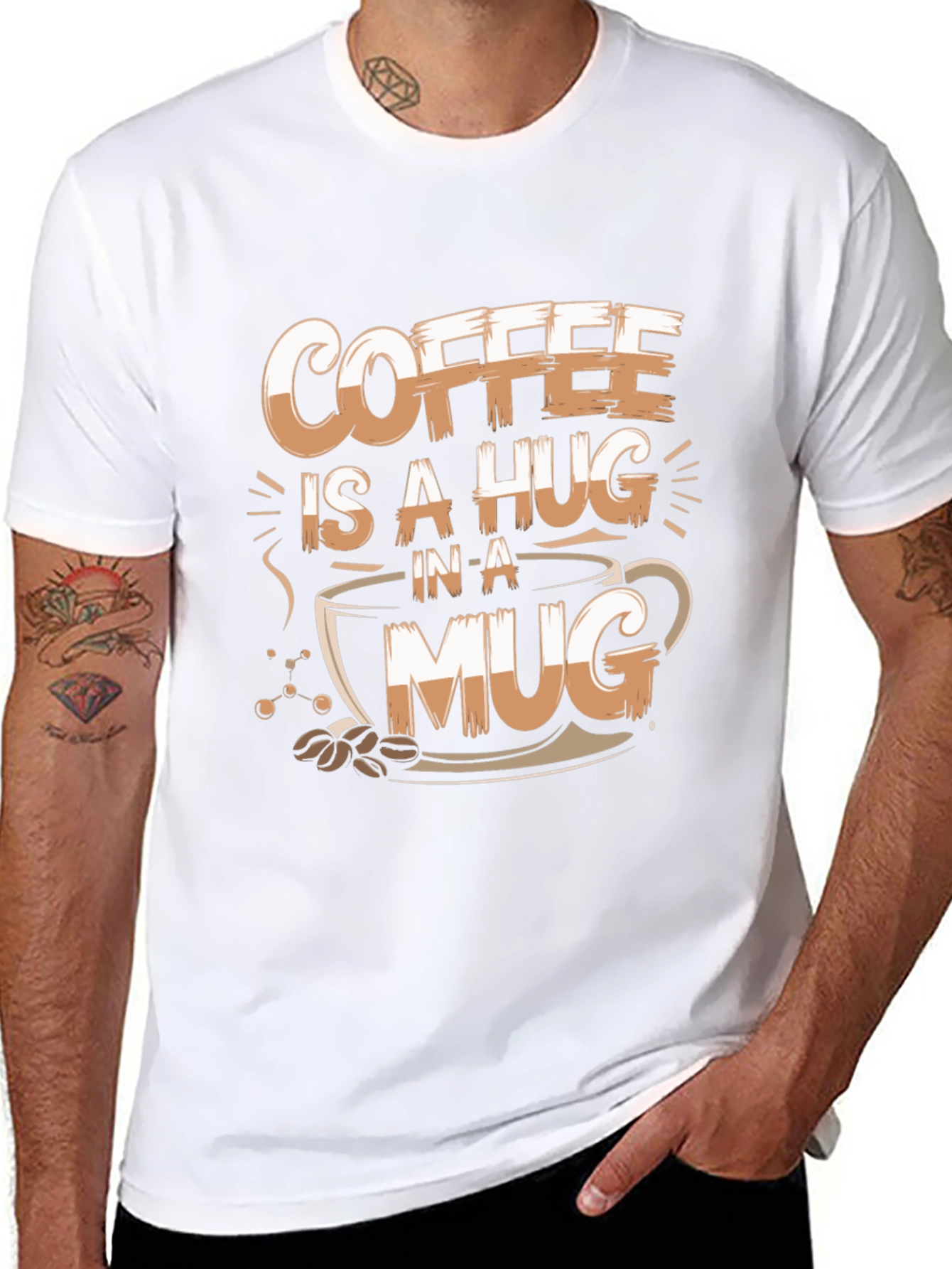 Coffee Hug T-Shirt - Black Graphic Tee