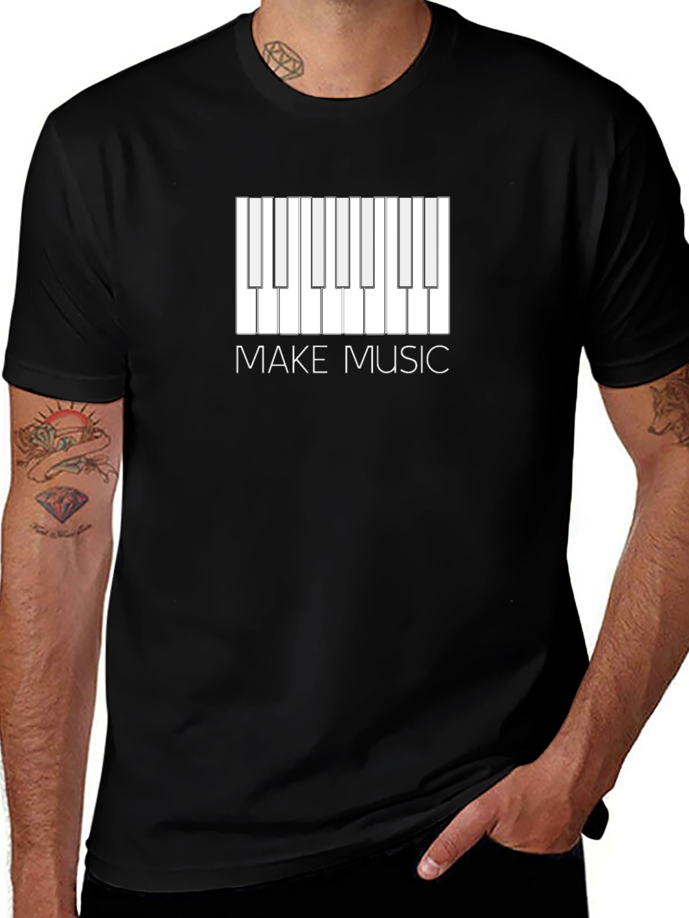 Make Music T-Shirt - Stylish Piano Keyboard Design