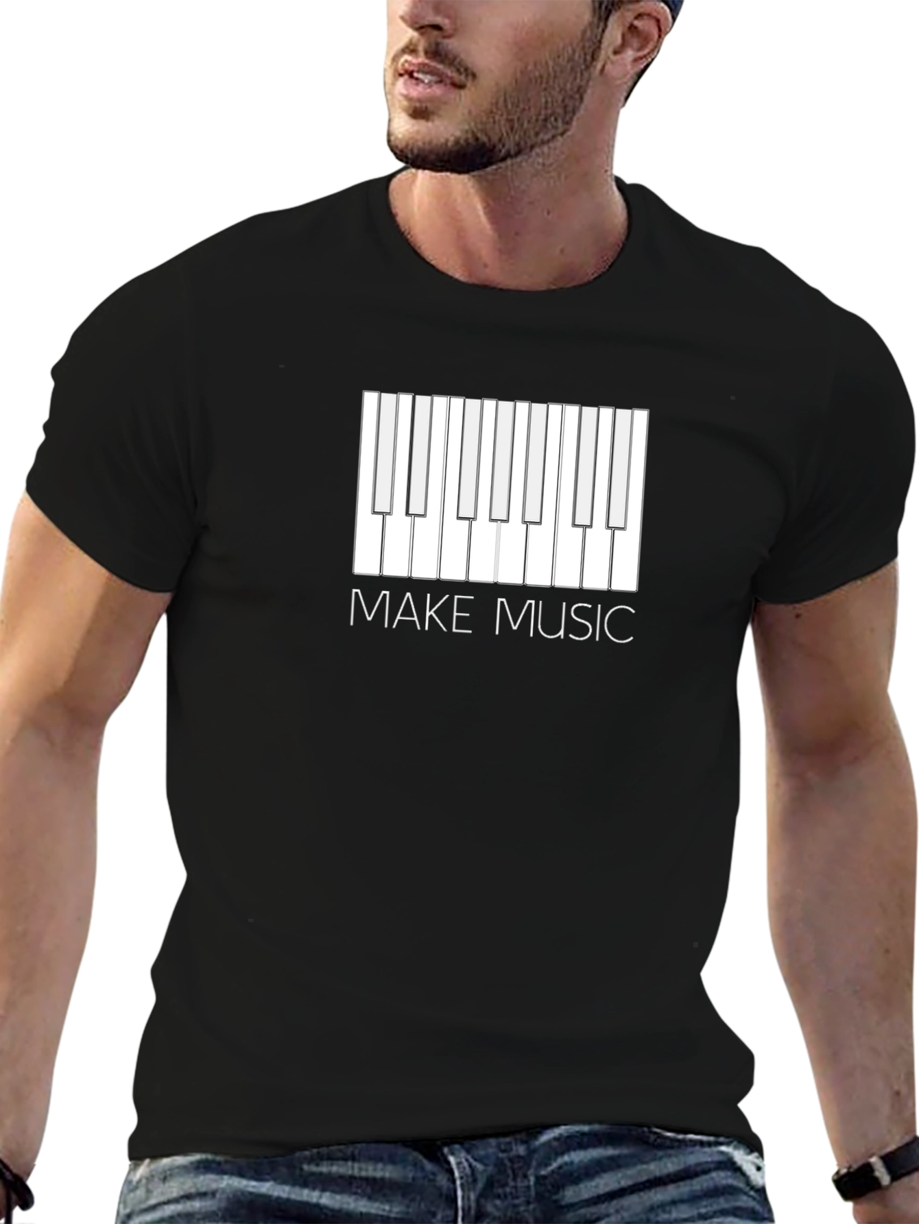 Make Music T-Shirt - Stylish Piano Keyboard Design