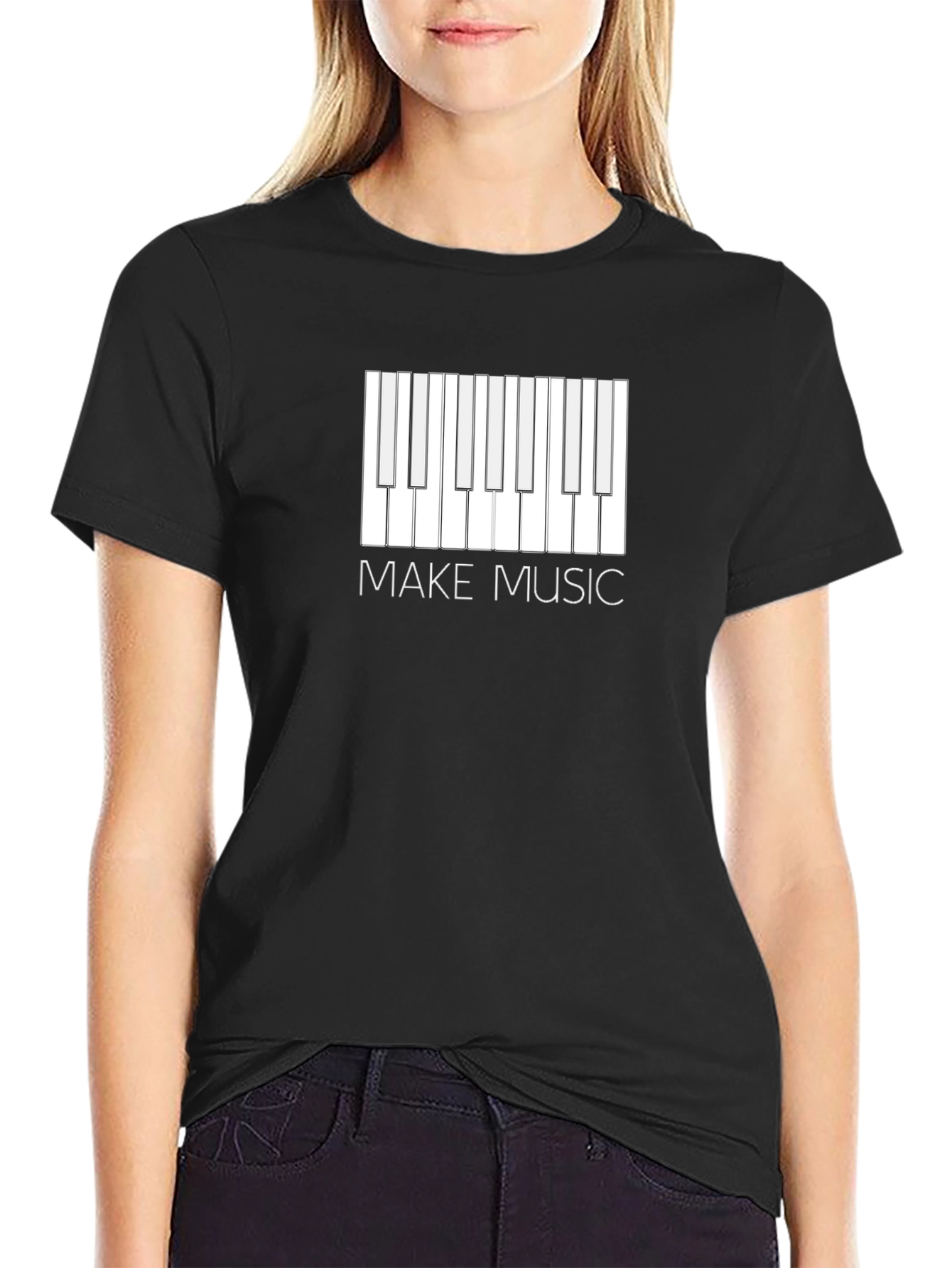 Make Music T-Shirt - Stylish Piano Keyboard Design