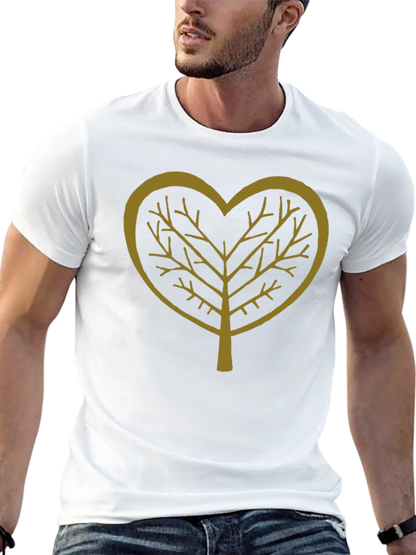 Heart Tree Graphic Tee - Stylish Black Casual T-Shirt